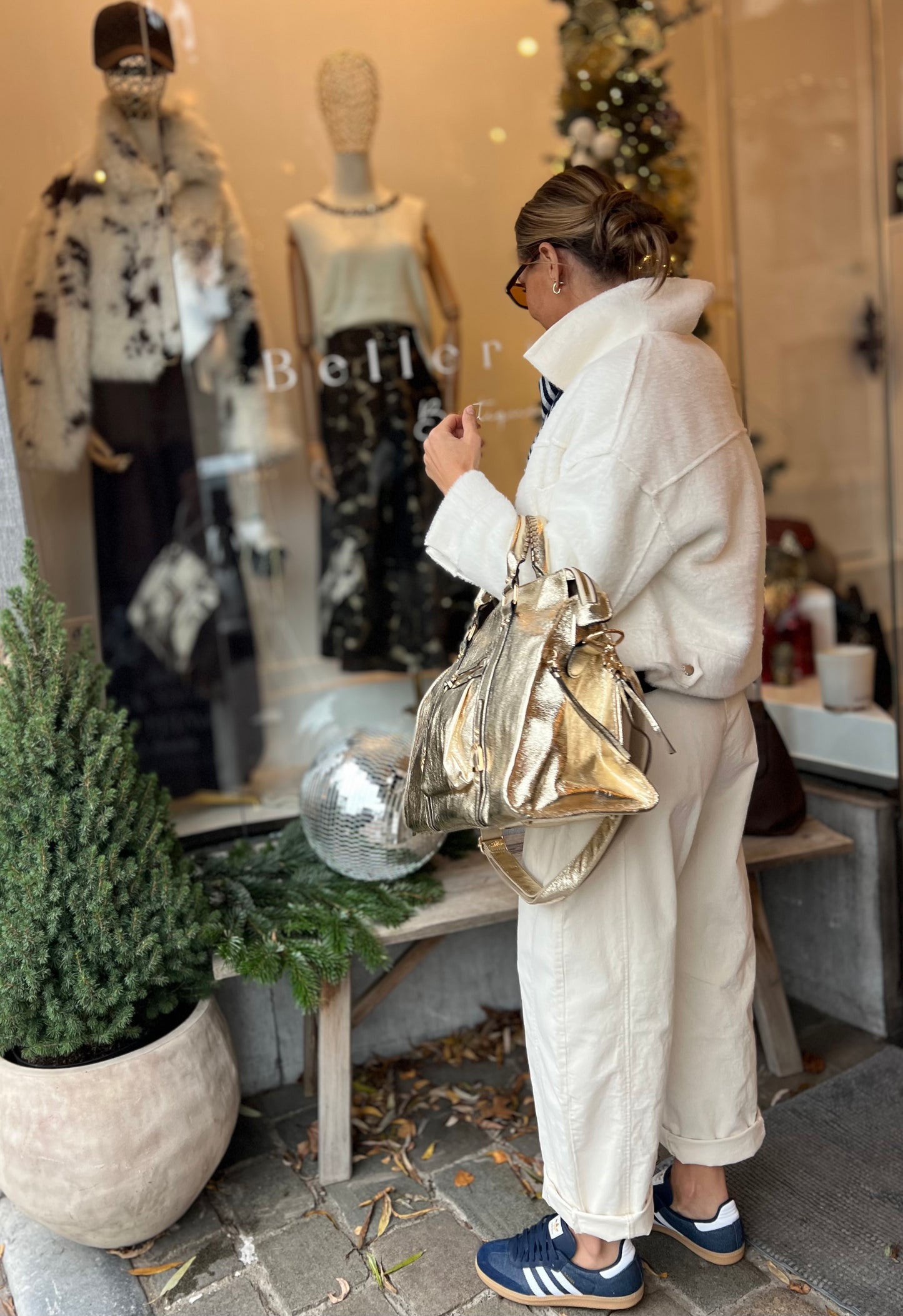 BARREL PANTS VELOURS WHITE