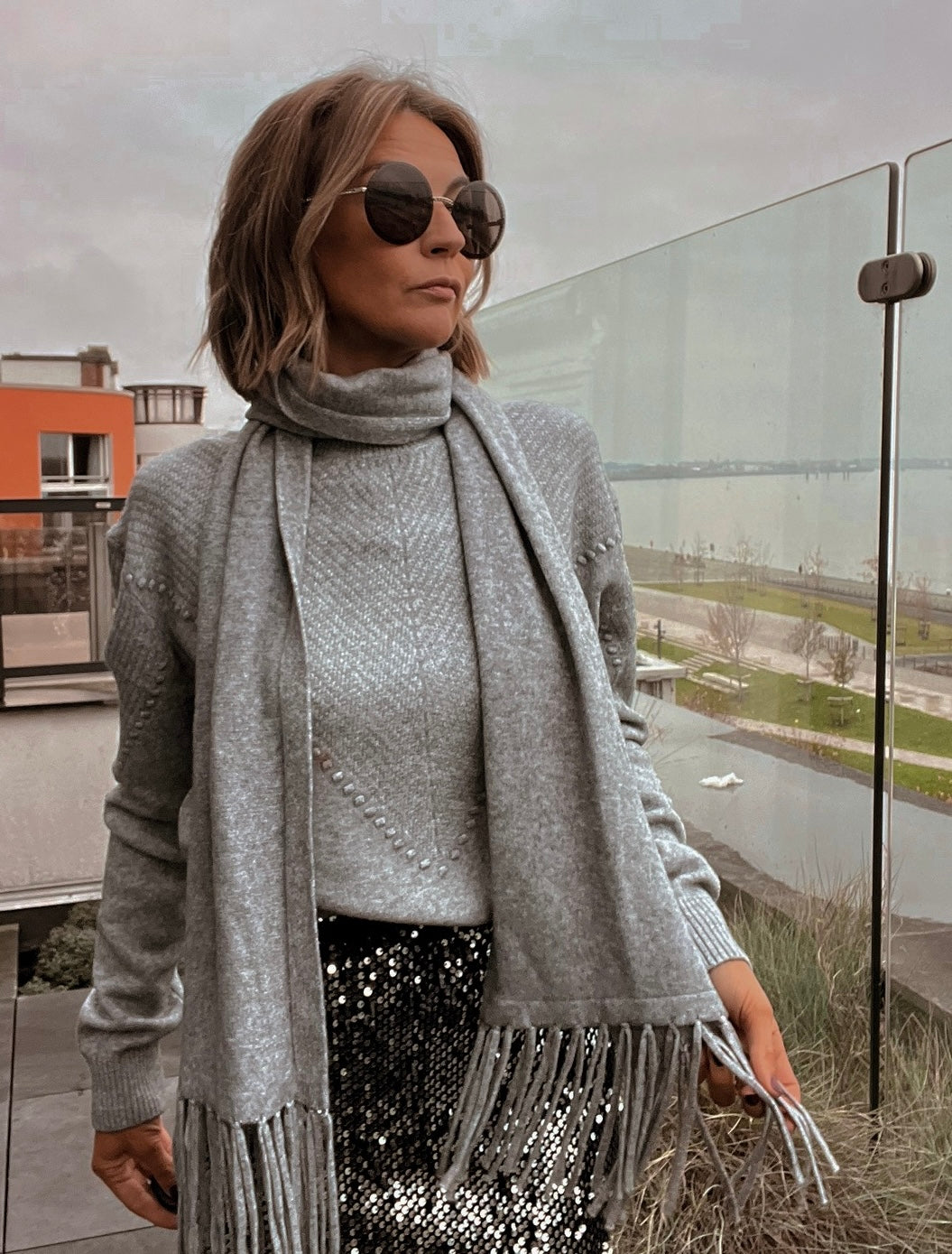 MARLIES GREY PULL MET SJAAL