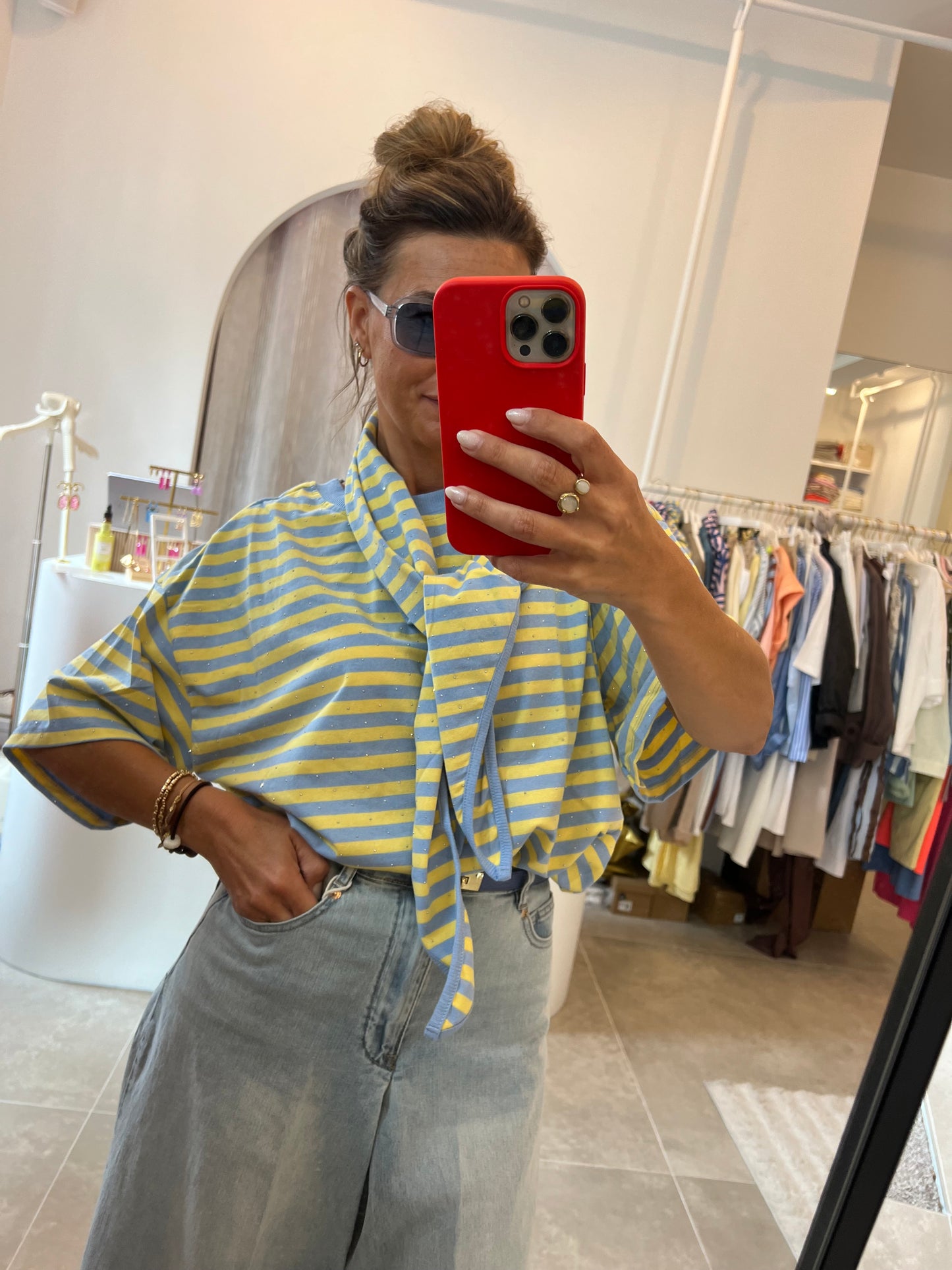 CANDY STRIPE SCARF PINK YELLOW/BLUE