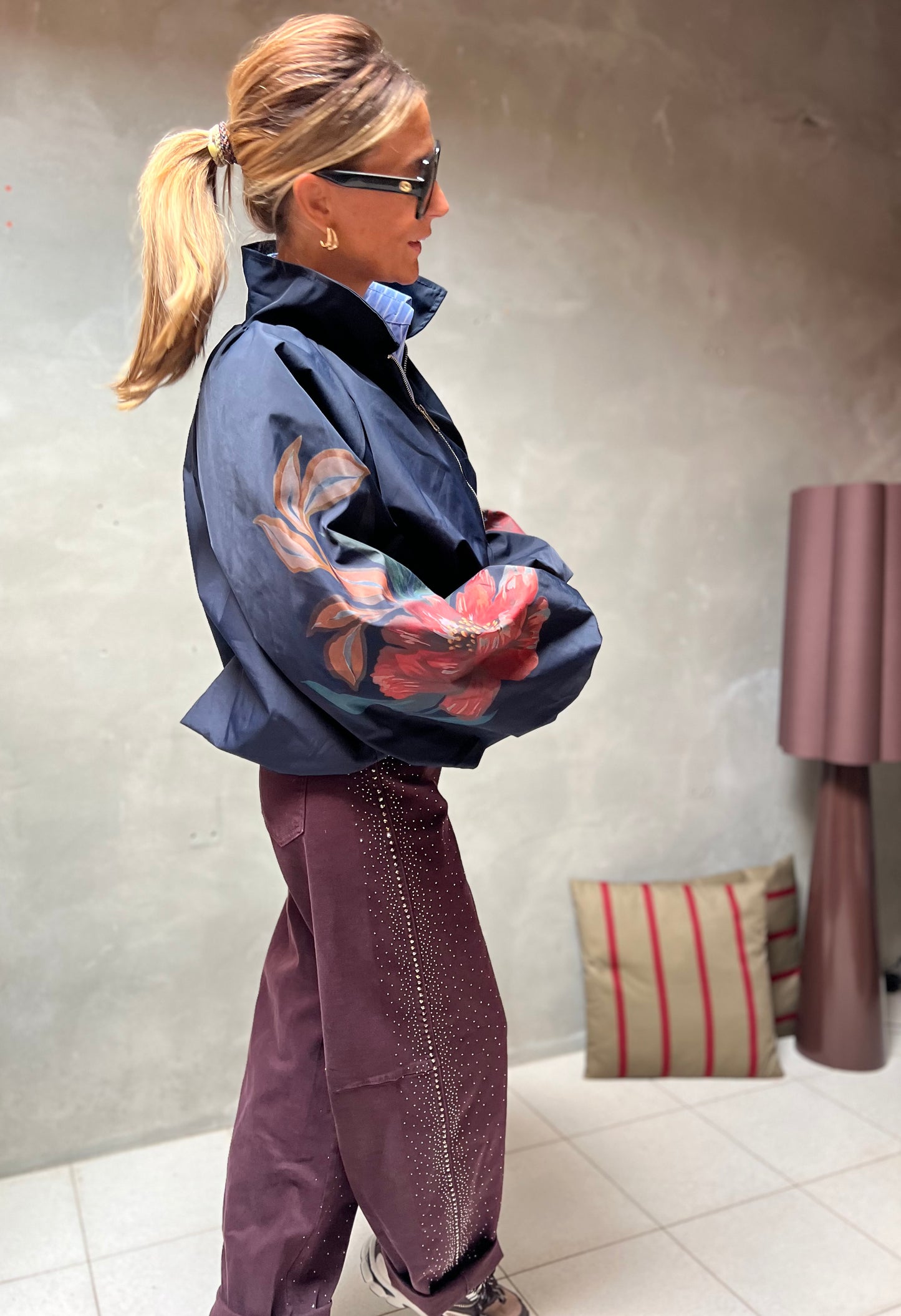 LEONIE BOMBER NAVY FLORAL