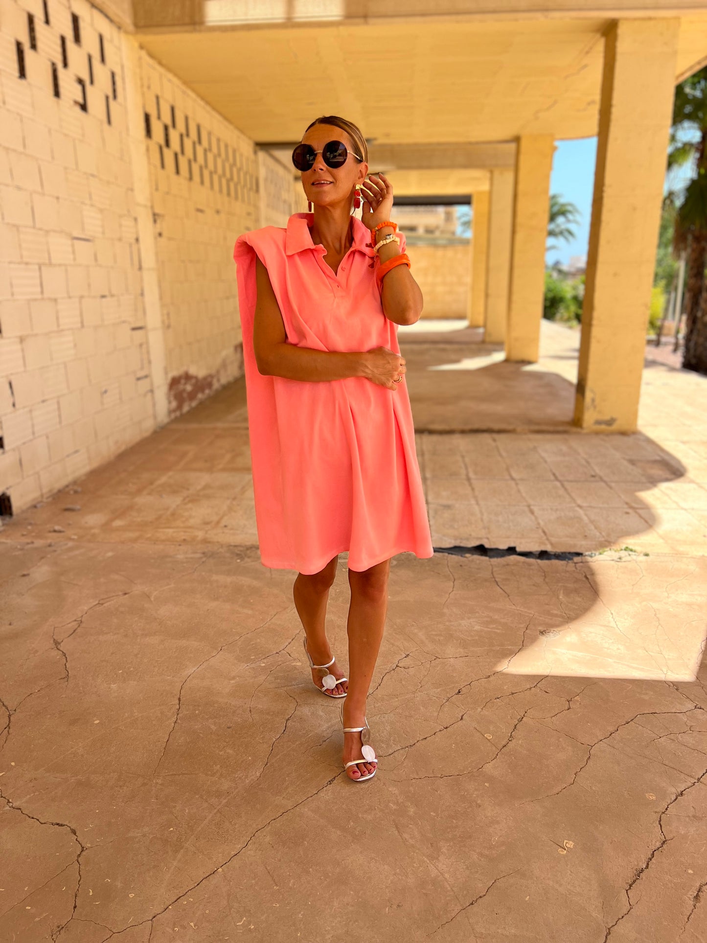 BRISA DEL MAR DRESS NEON SALMON