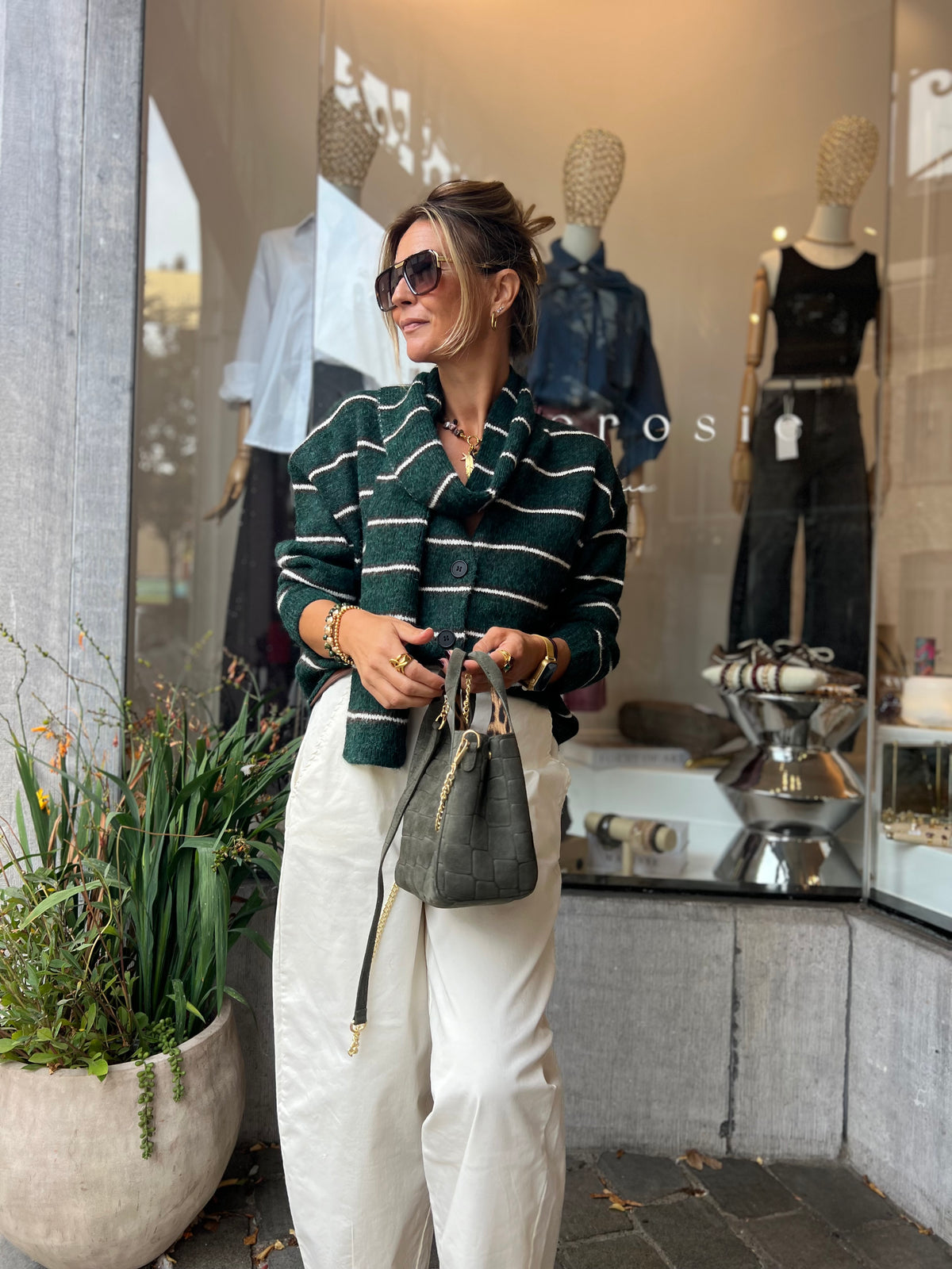 MALIA CARDIGAN & SCARF GREEN