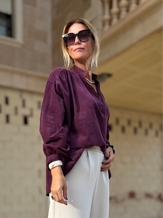 POMMELINE CORDUROY BLOUSE PRUME