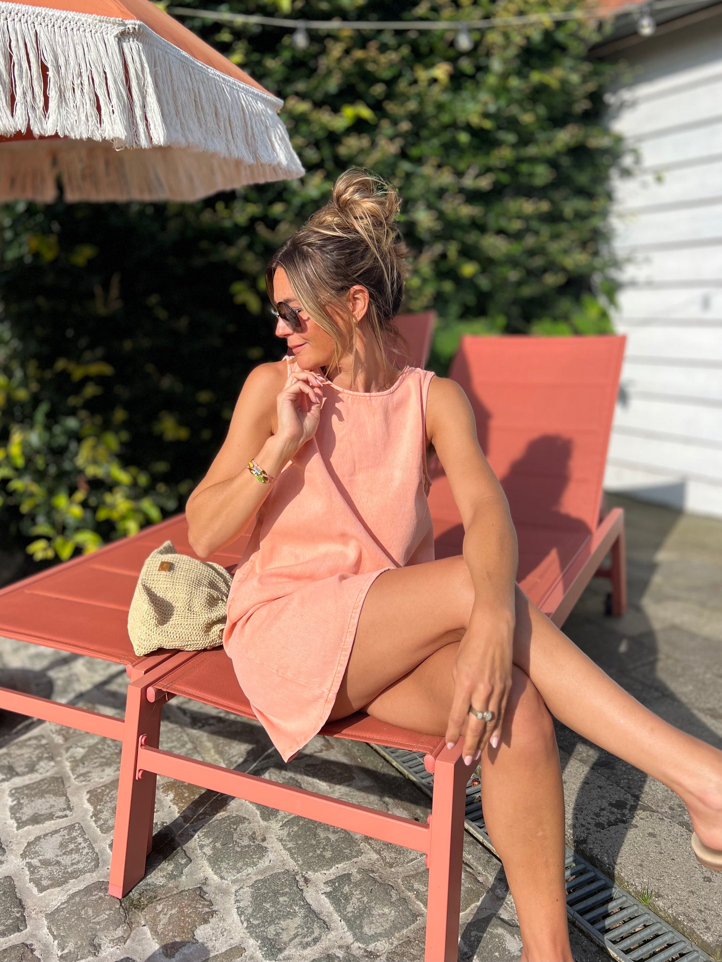 JESS DENIM DRESS PEACH