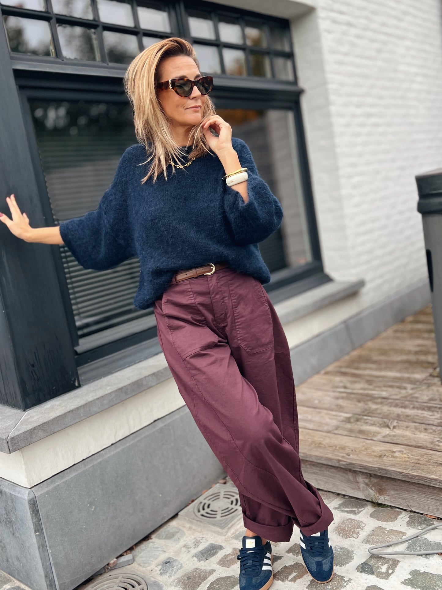 BARREL PANTS BURGUNDY