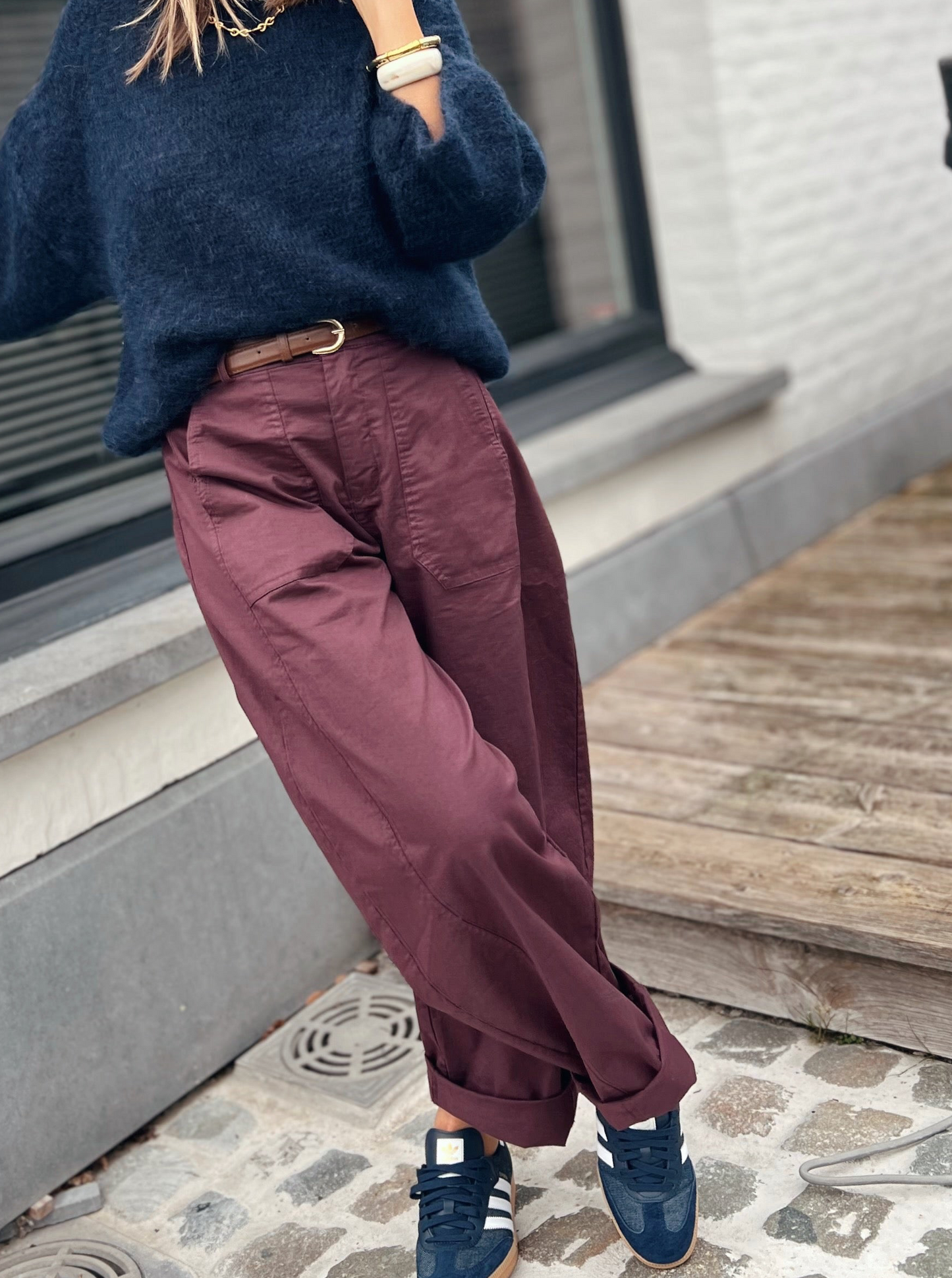 BARREL PANTS BURGUNDY
