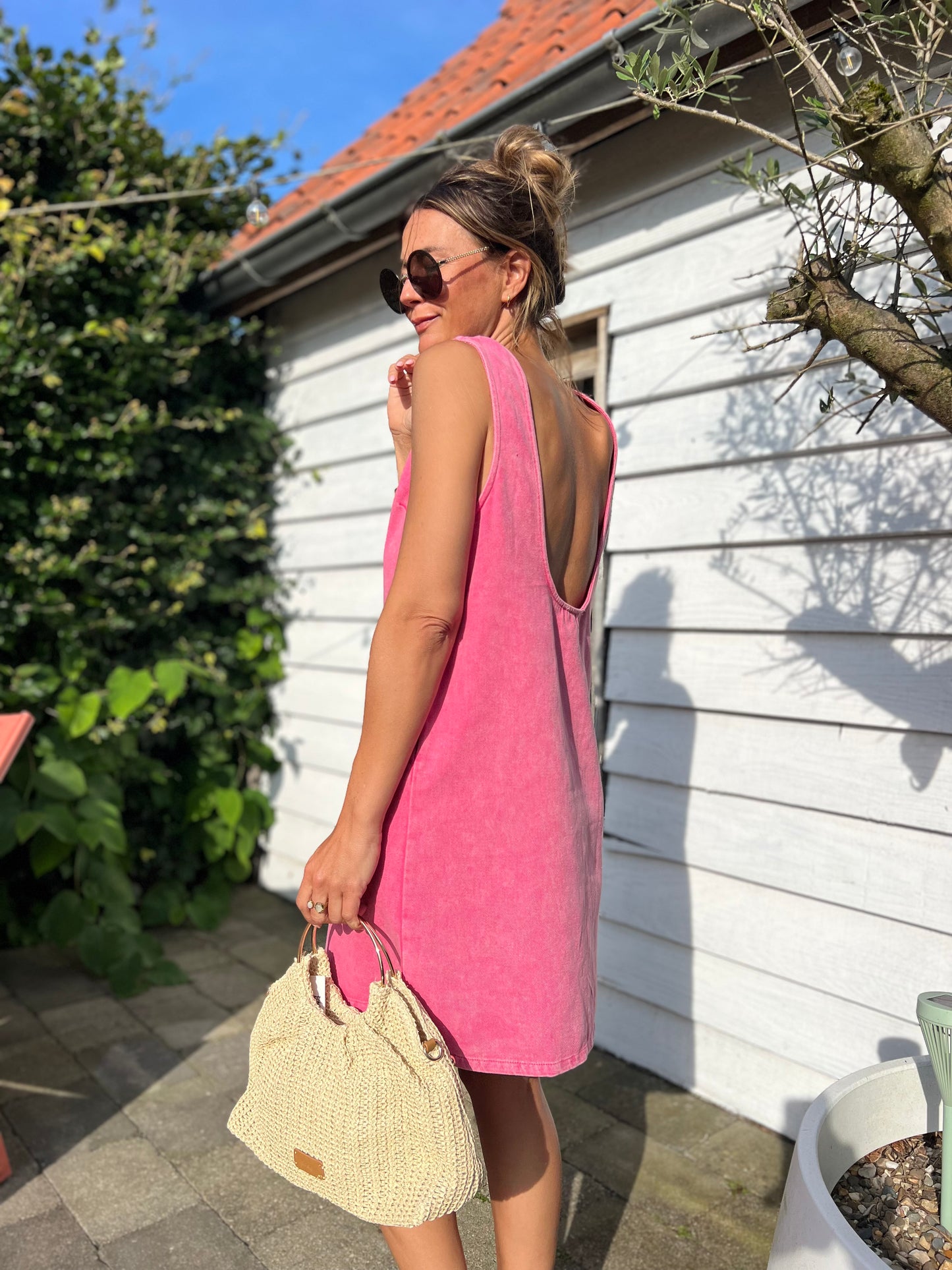 JESS DENIM DRESS PINK