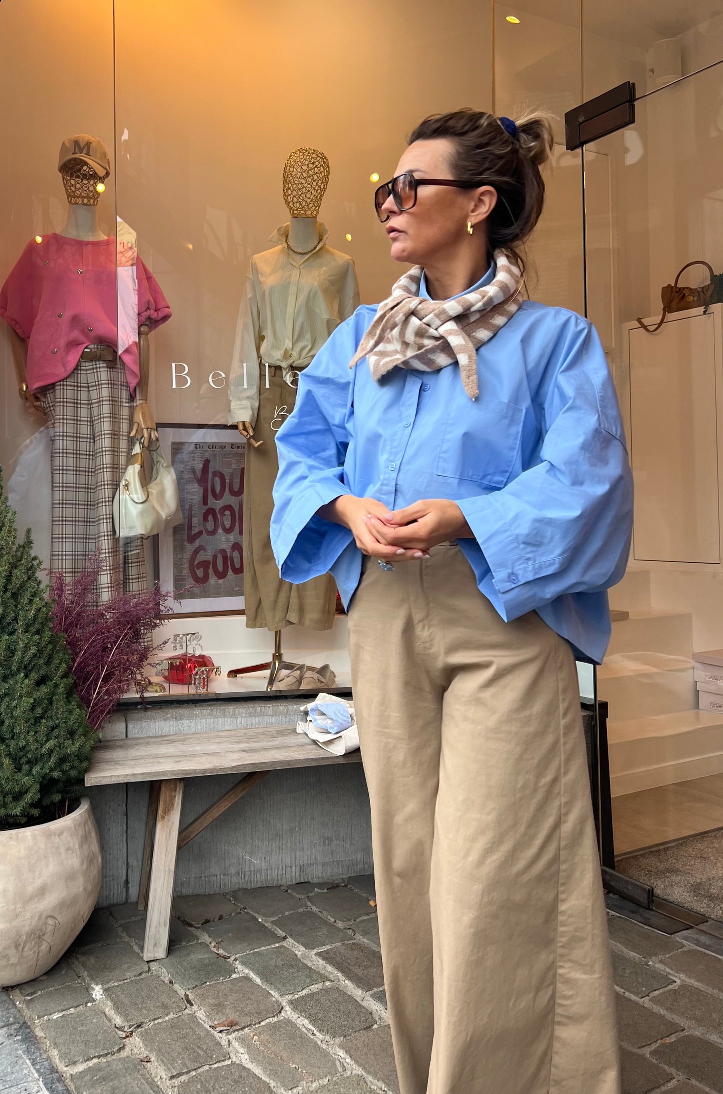 POPLIN BLOUSE SKYBLUE