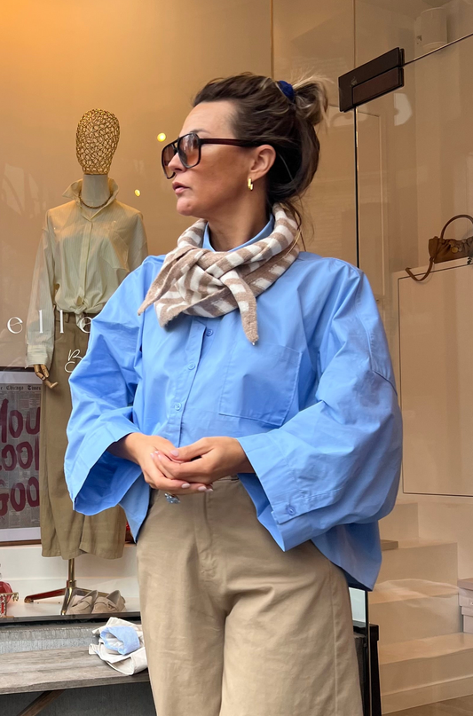 POPLIN BLOUSE SKYBLUE