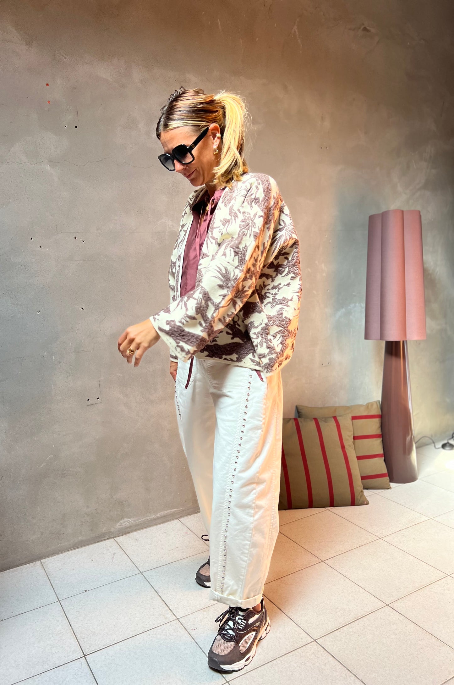 JACQUARD JACKET IVORY/TAUPE