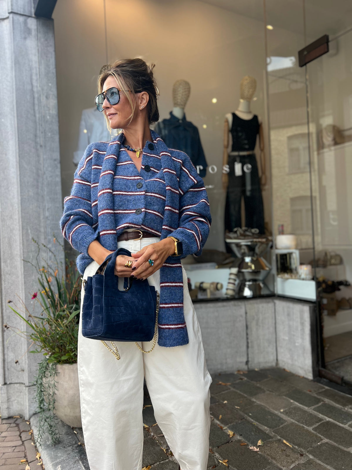 MALIA CARDIGAN & SCARF BLUE