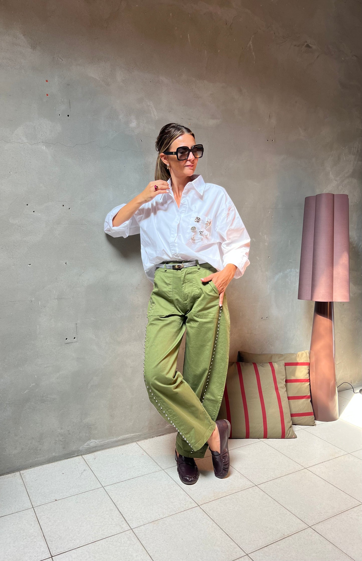 BARREL PANTS OLIVE