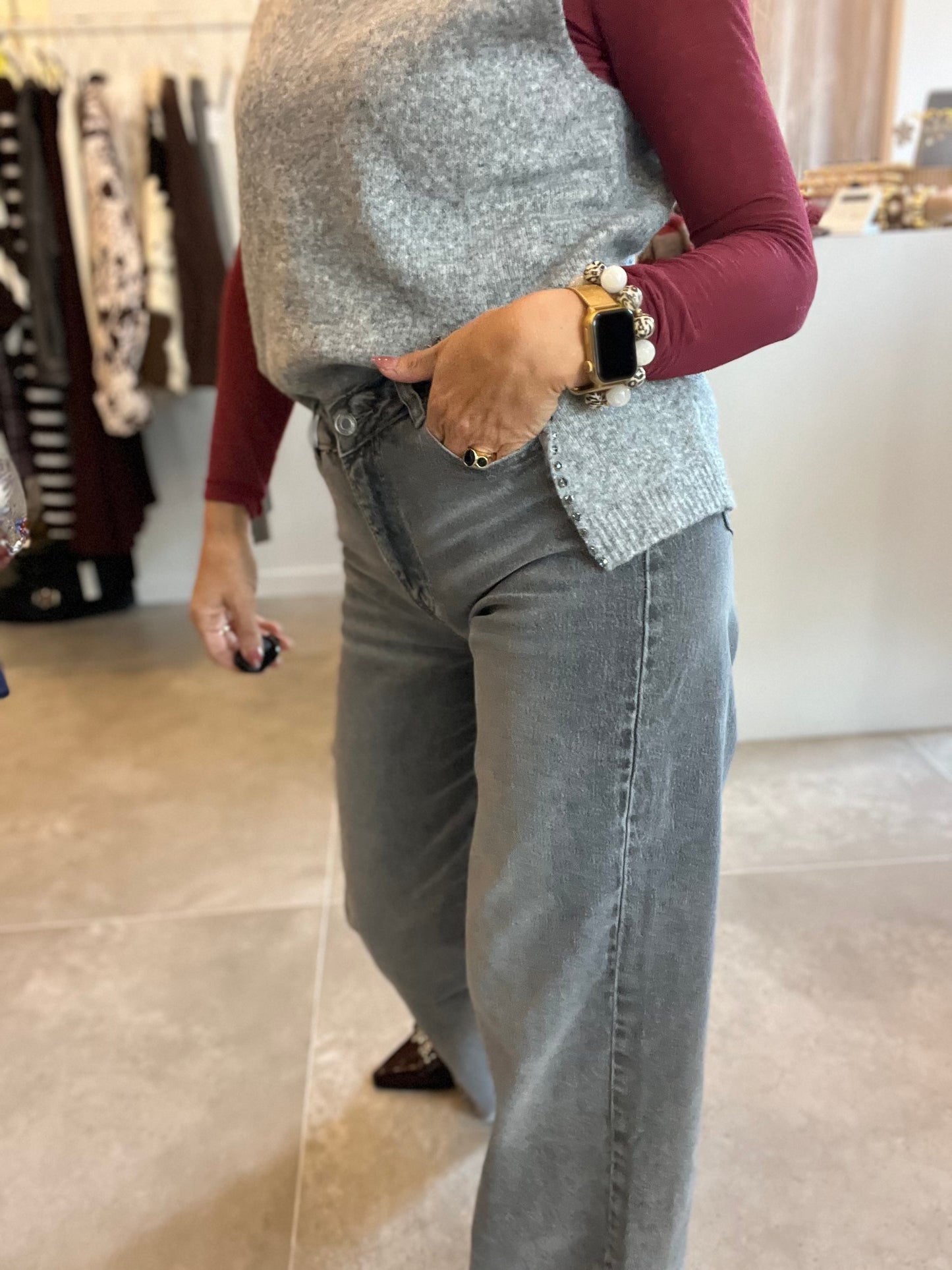 LITTZ GREY WASHED JEANS