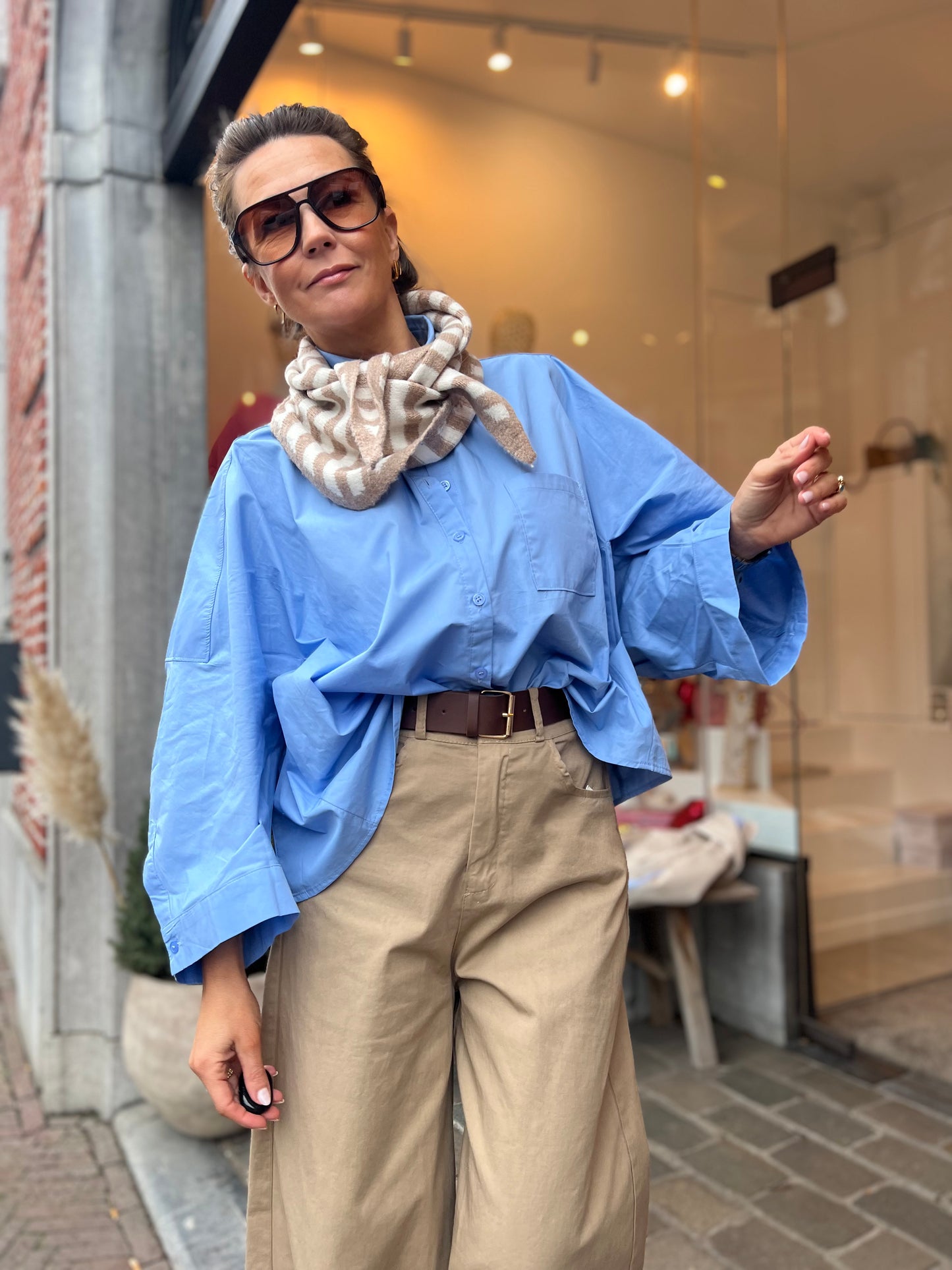 POPLIN BLOUSE SKYBLUE