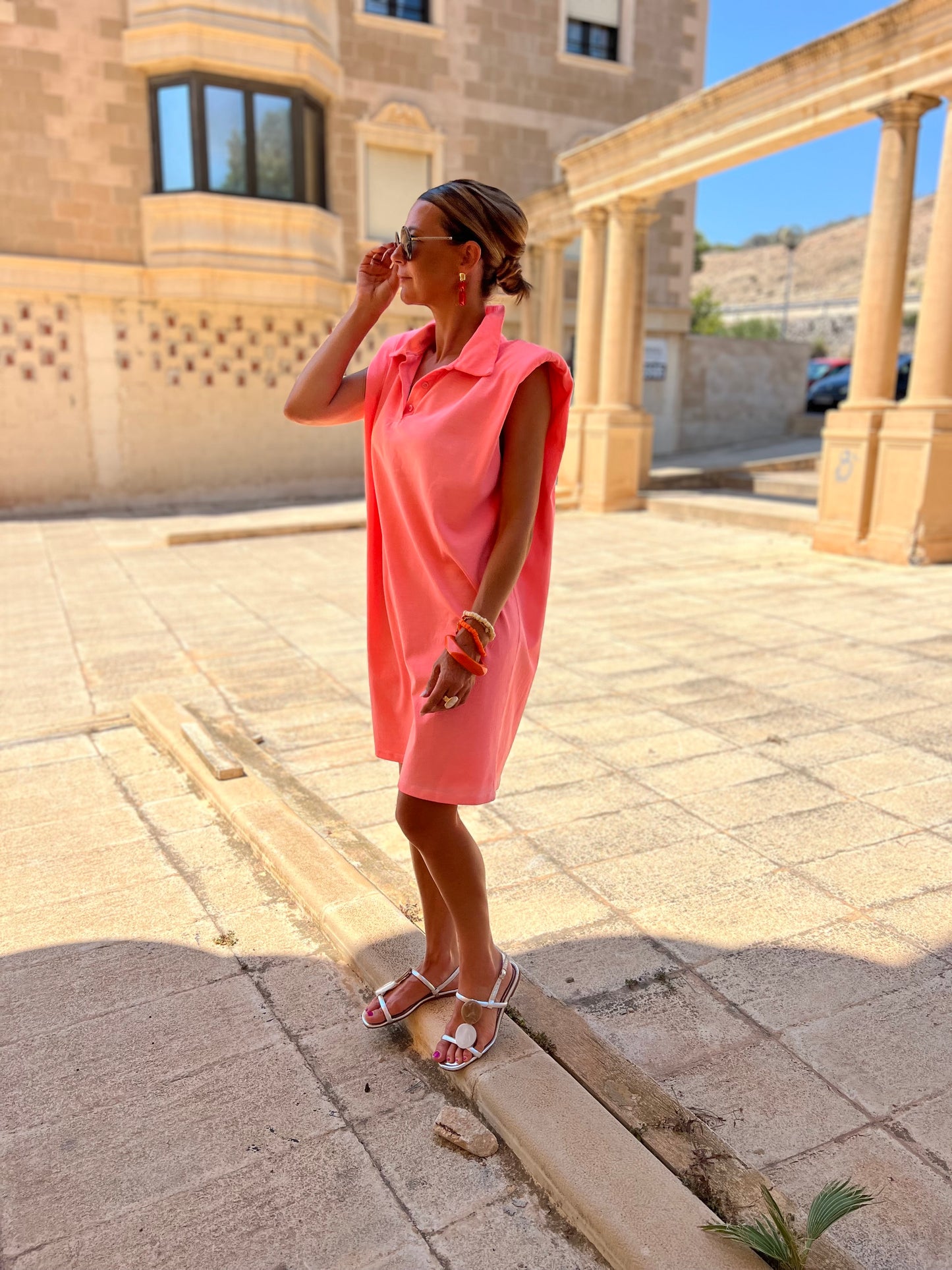 BRISA DEL MAR DRESS NEON SALMON