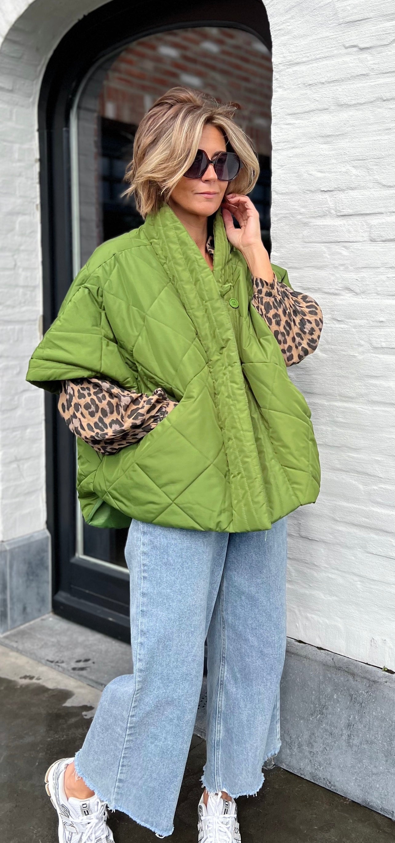 PADDED PONCHO GILET GREEN