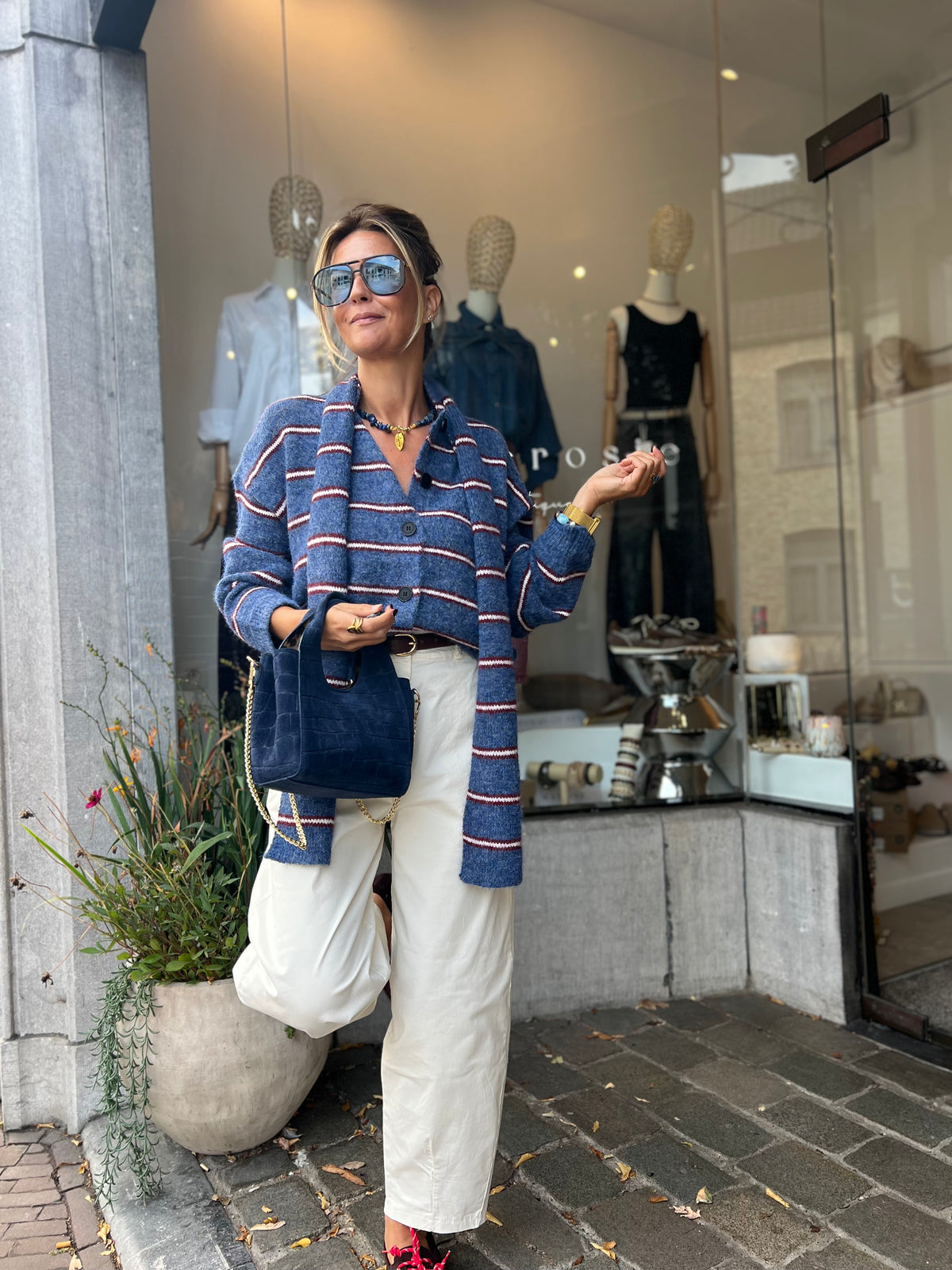 MALIA CARDIGAN & SCARF BLUE