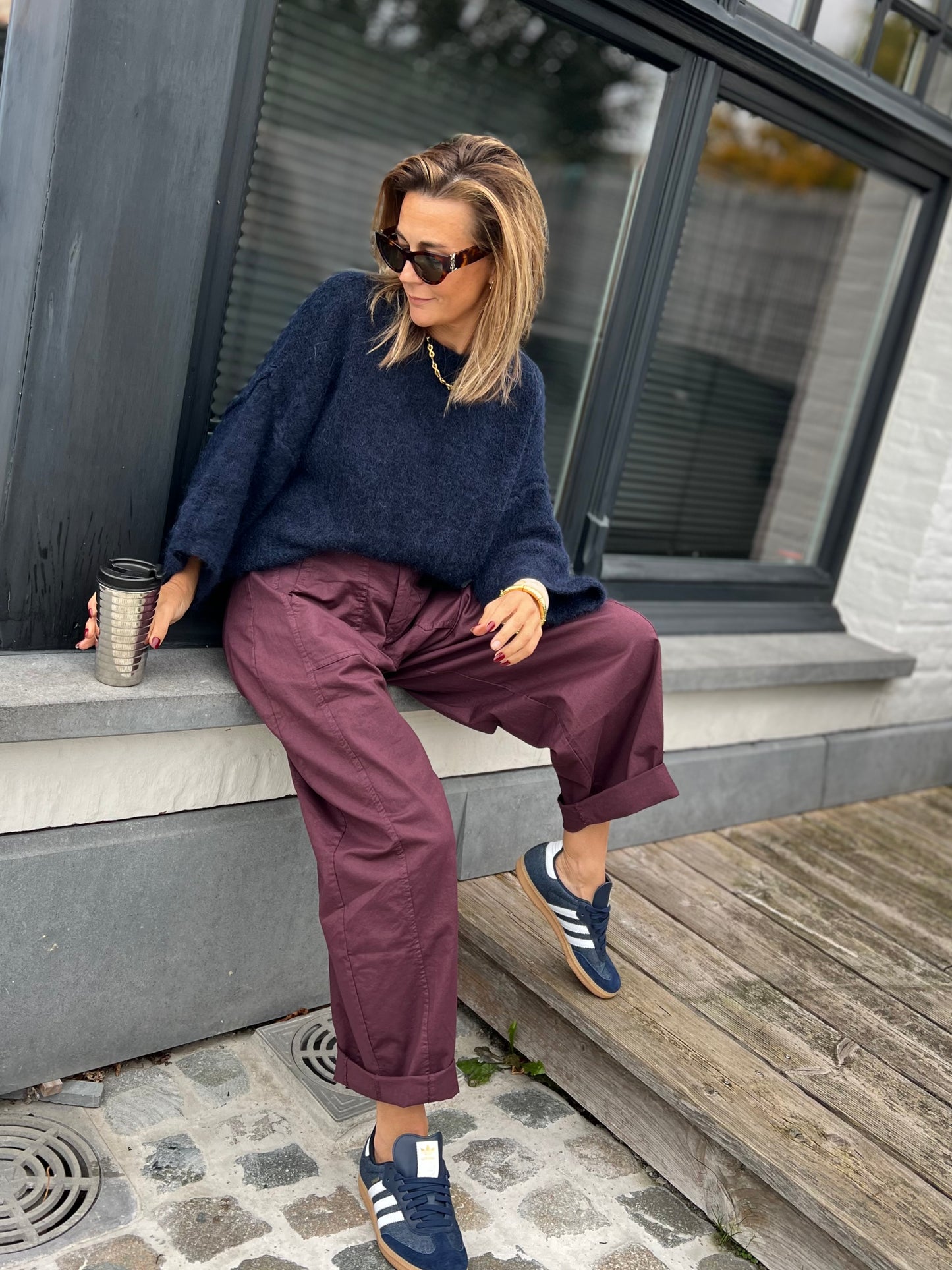BARREL PANTS BURGUNDY