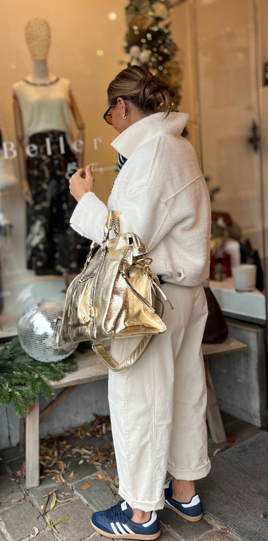 BARREL PANTS VELOURS WHITE