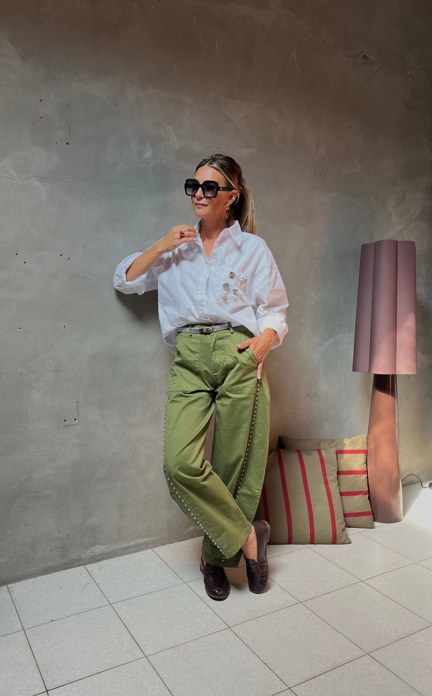 BARREL PANTS OLIVE