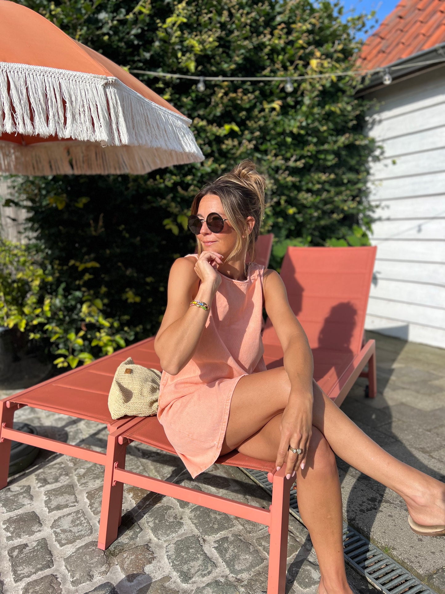 JESS DENIM DRESS PEACH