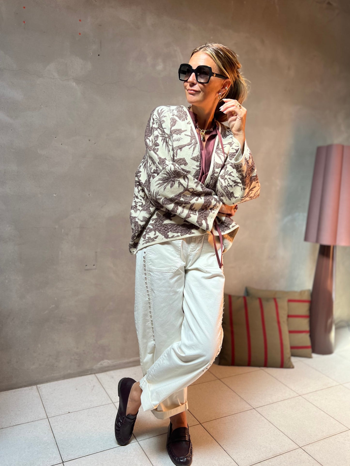 JACQUARD JACKET IVORY/TAUPE