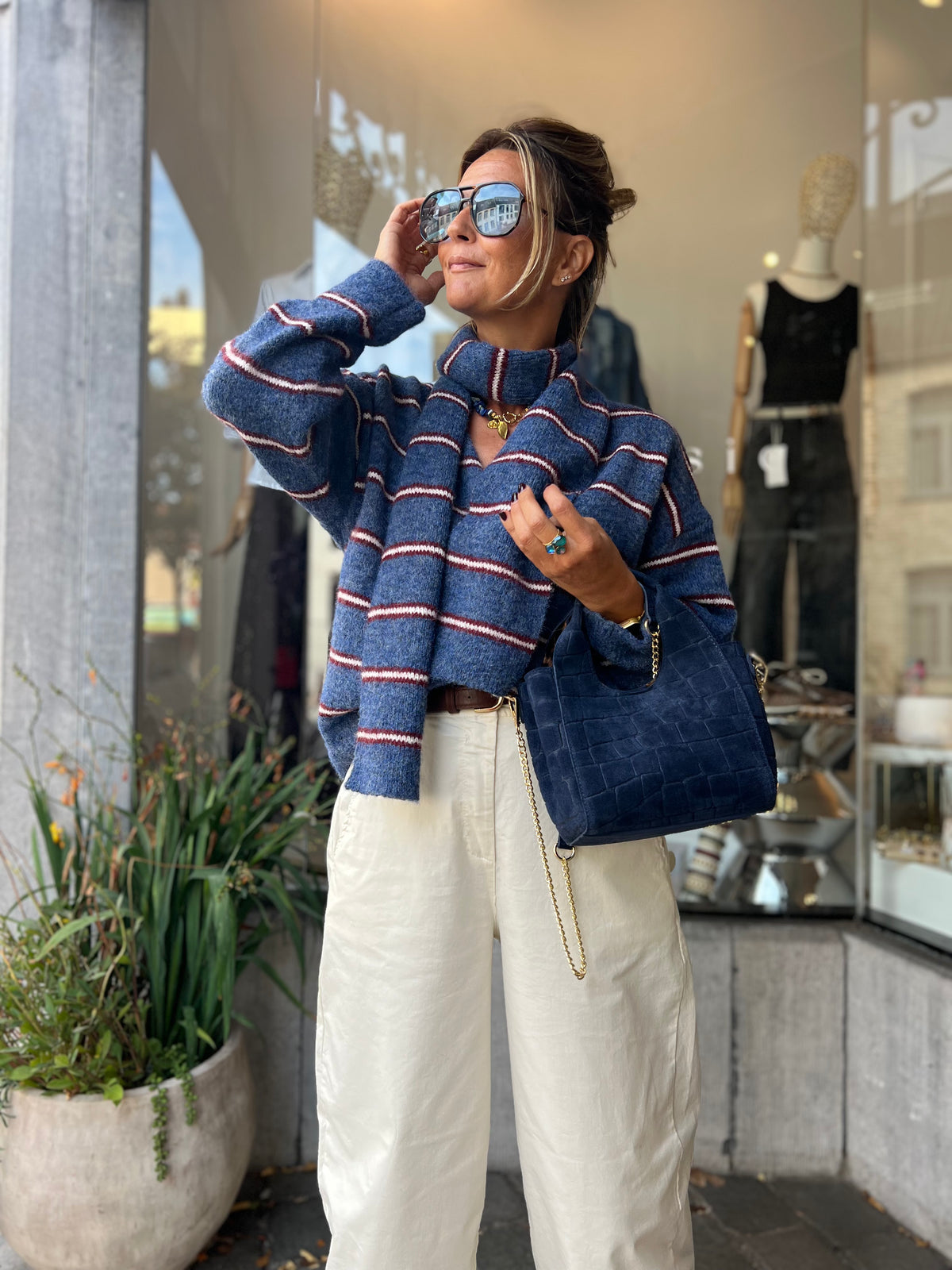 MALIA CARDIGAN & SCARF BLUE