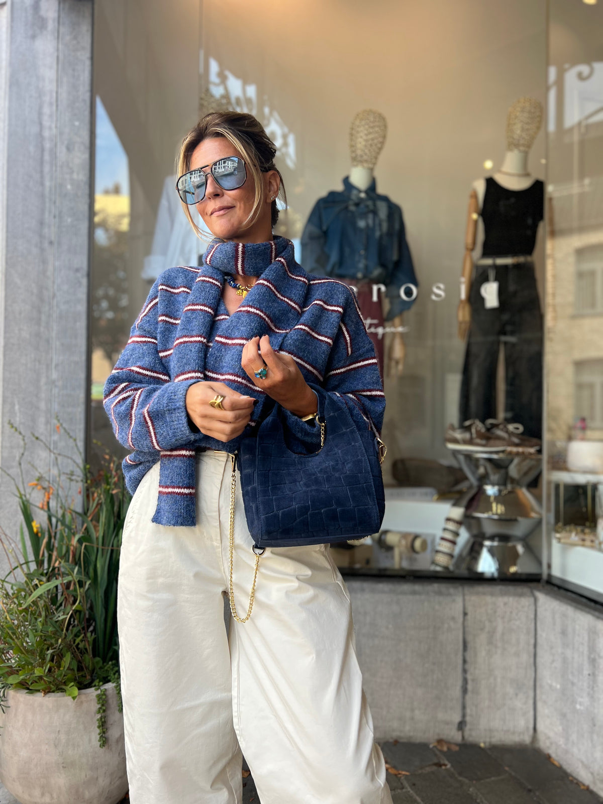 MALIA CARDIGAN & SCARF BLUE
