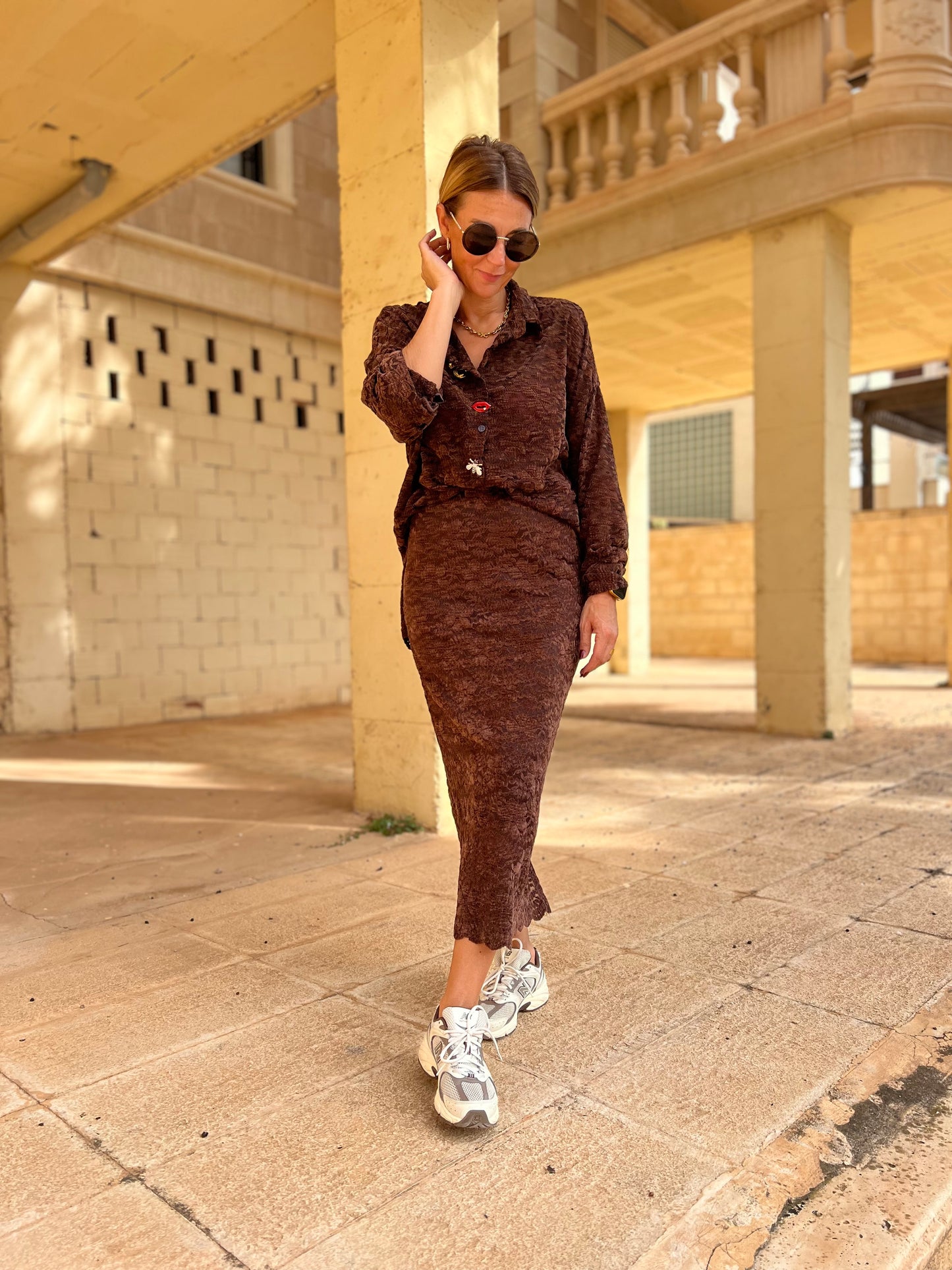 ESDA LACE BLOUSE CHOCOLAT