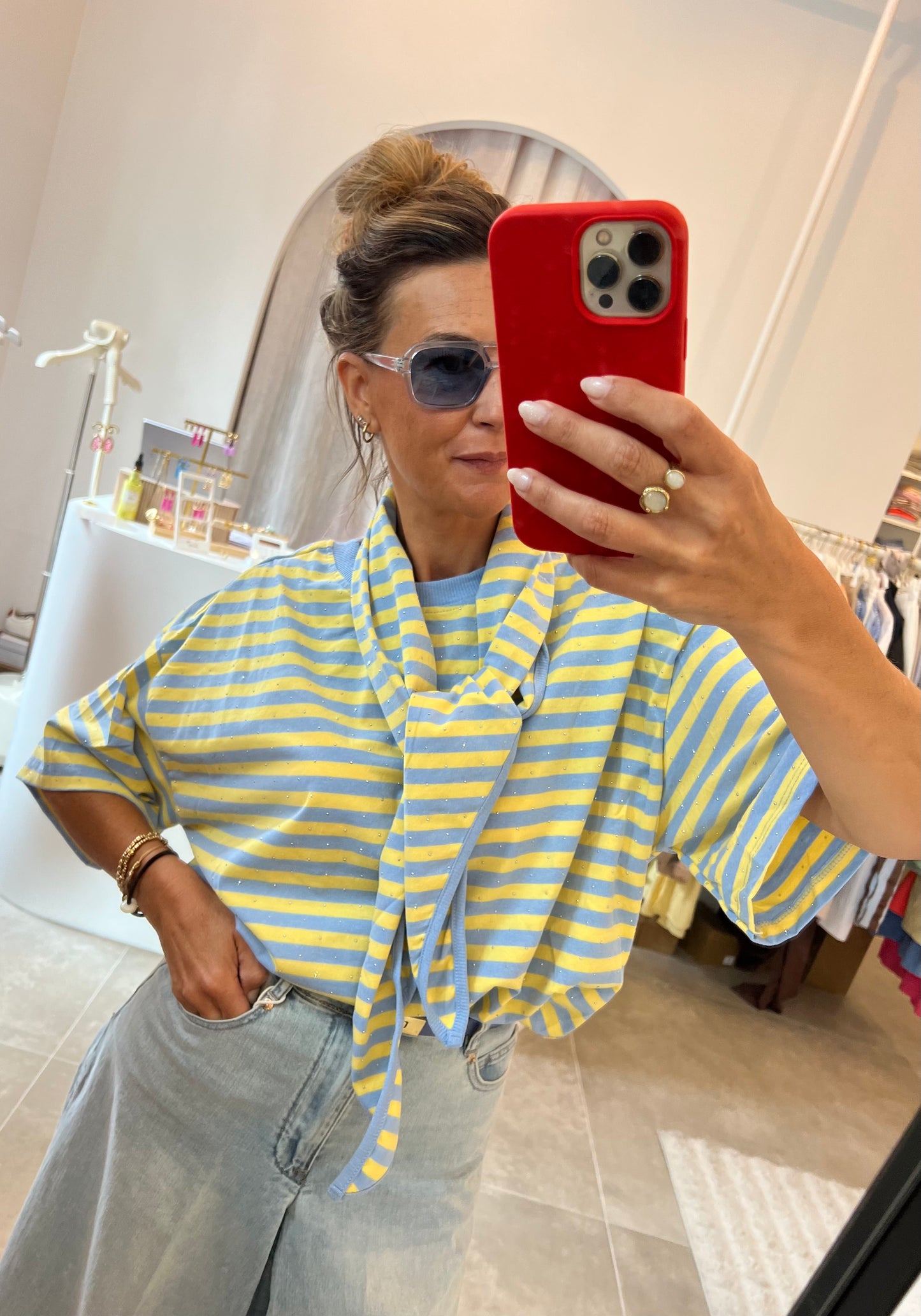 CANDY STRIPE SCARF PINK YELLOW/BLUE