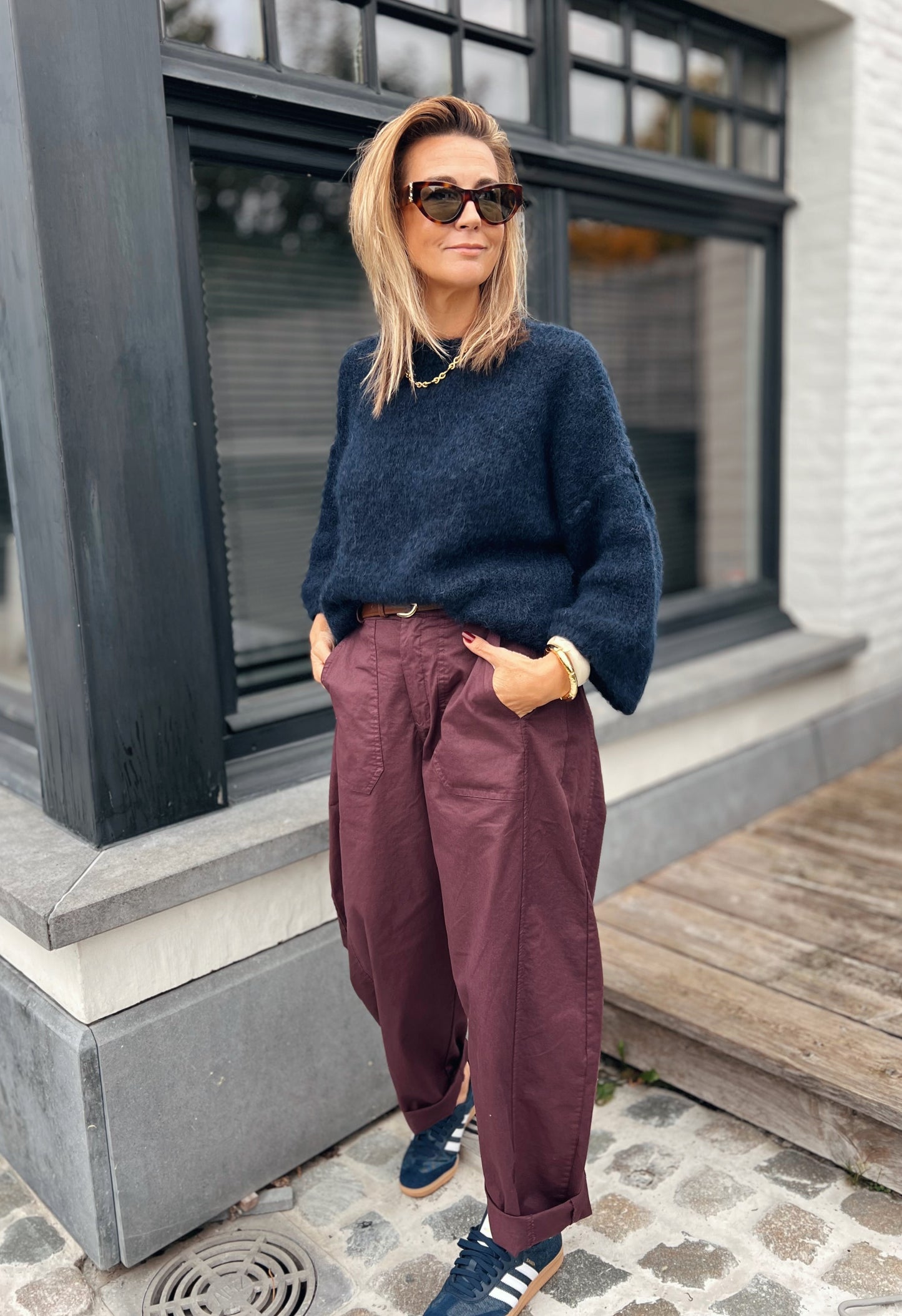 BARREL PANTS BURGUNDY