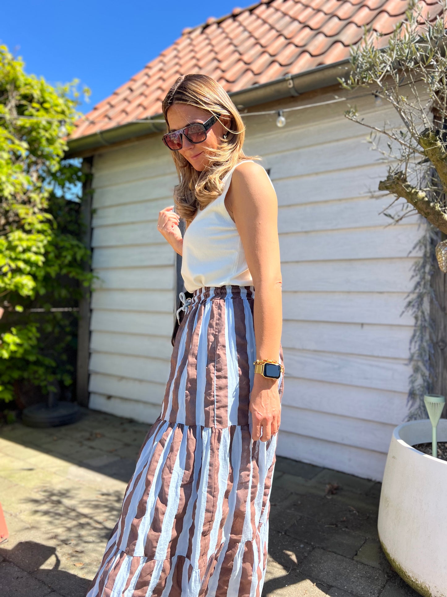 BALI BLUE AND BROWN SKIRT