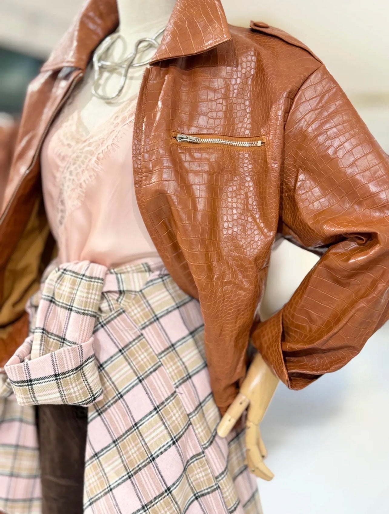 JACKET CROCO CAMEL