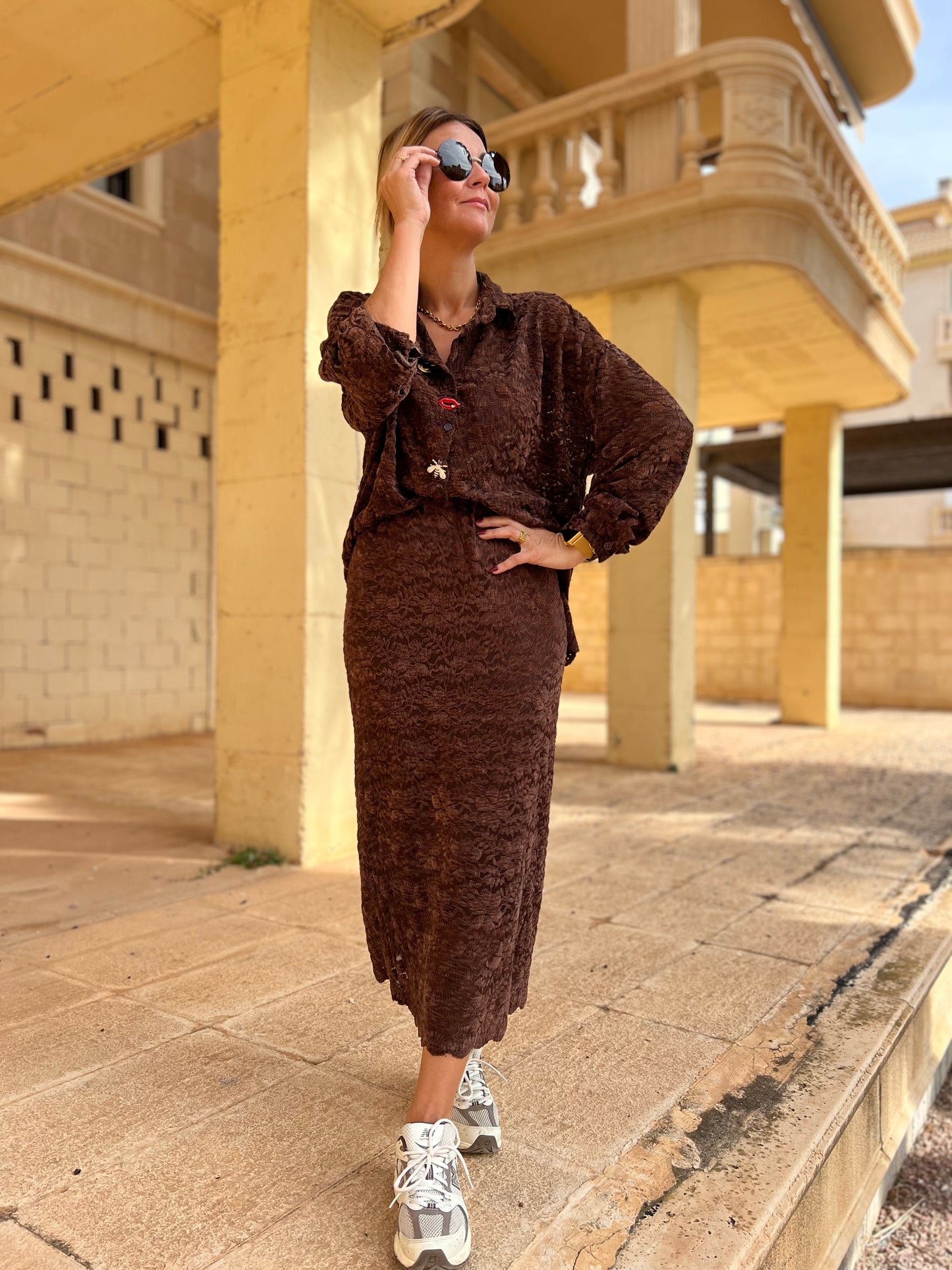 ESDA LACE BLOUSE CHOCOLAT