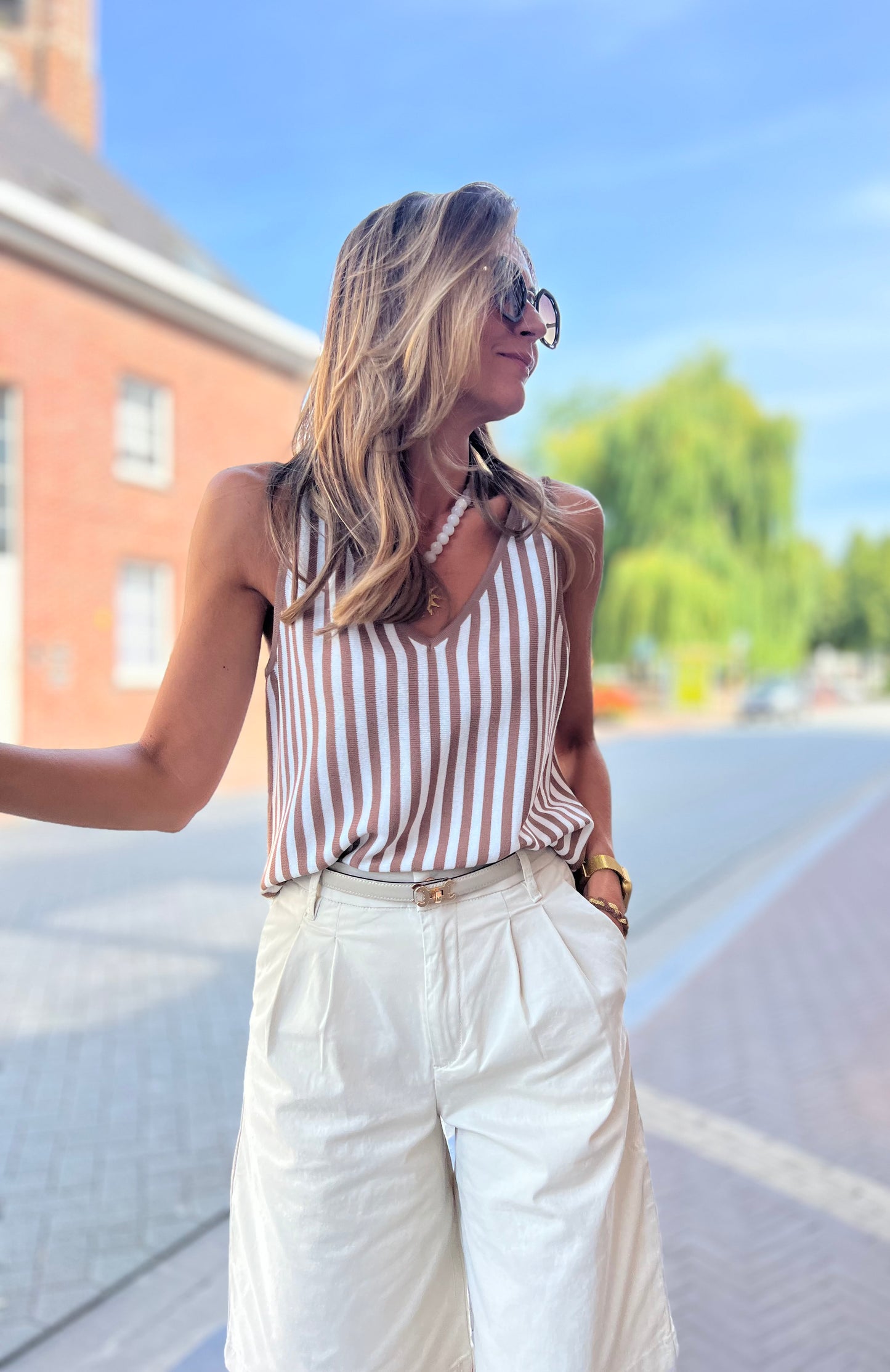 MARIS TOP & SCARF BROWN