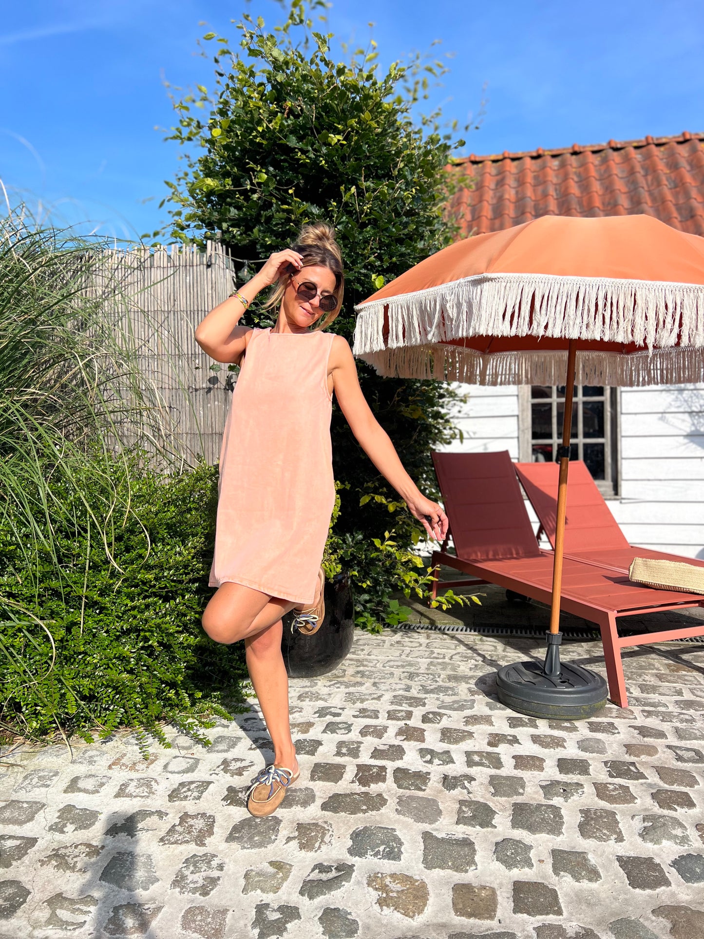 JESS DENIM DRESS PEACH
