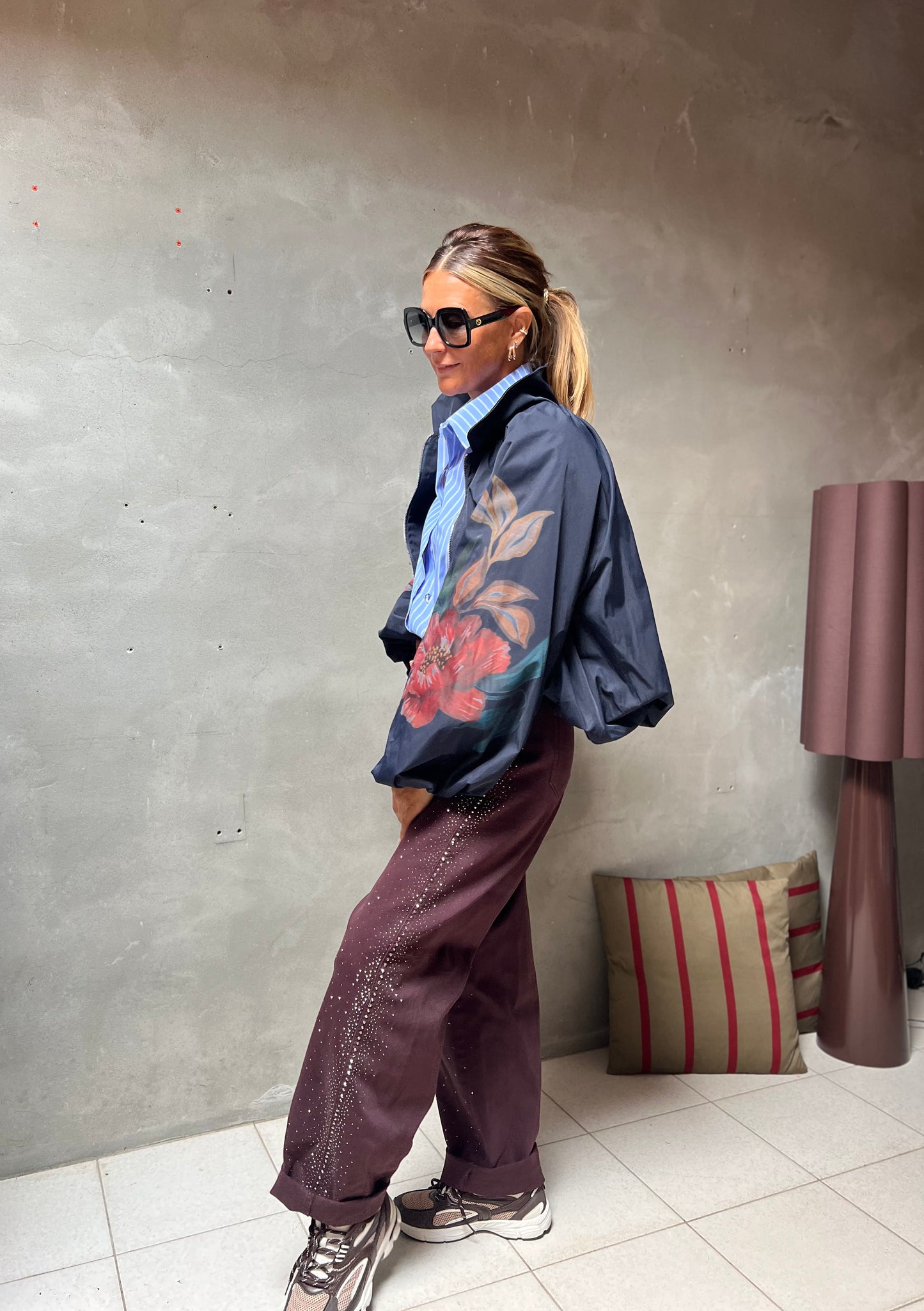LEONIE BOMBER NAVY FLORAL