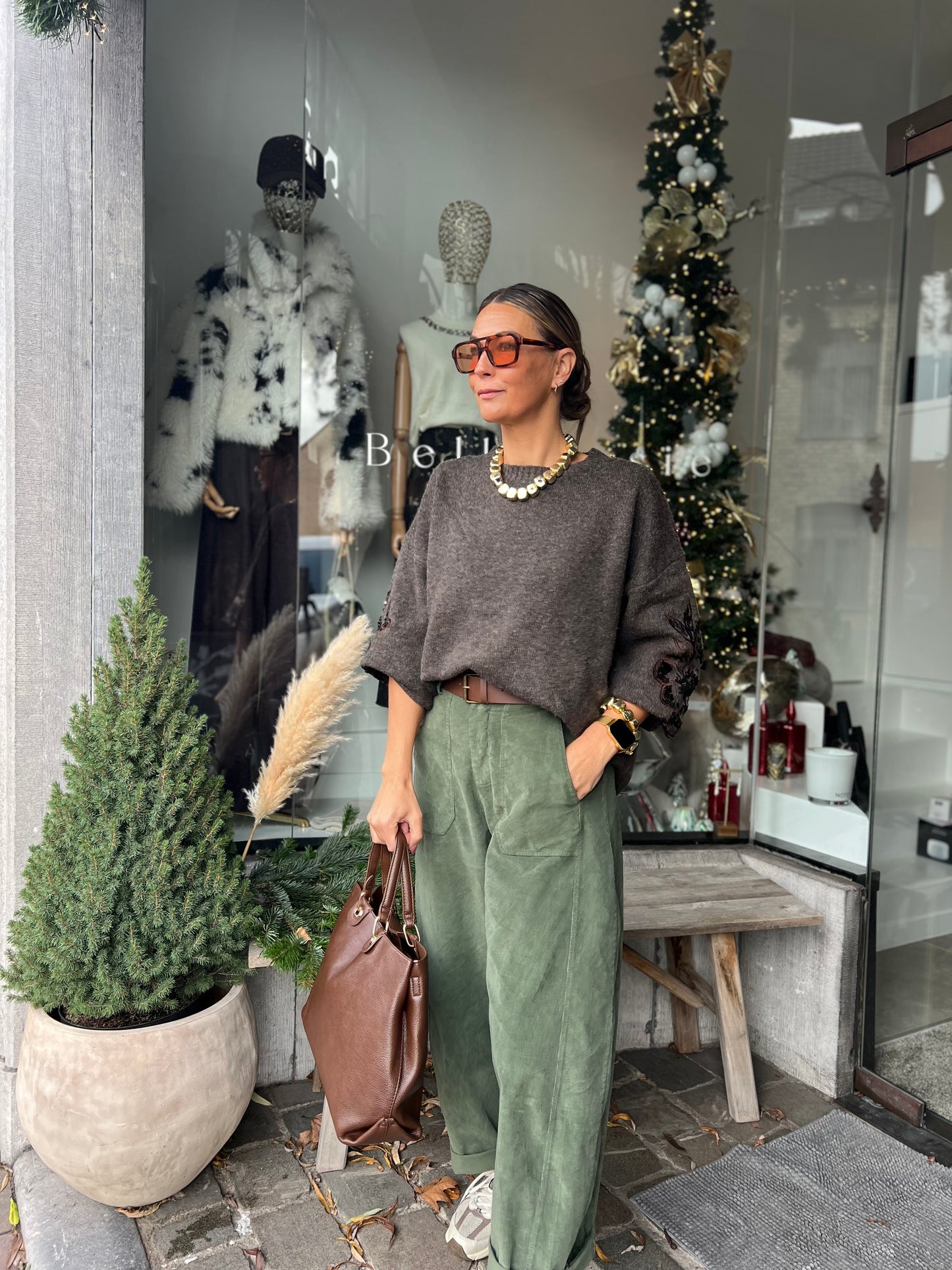 BARREL PANTS VELOURS WOODYGREEN