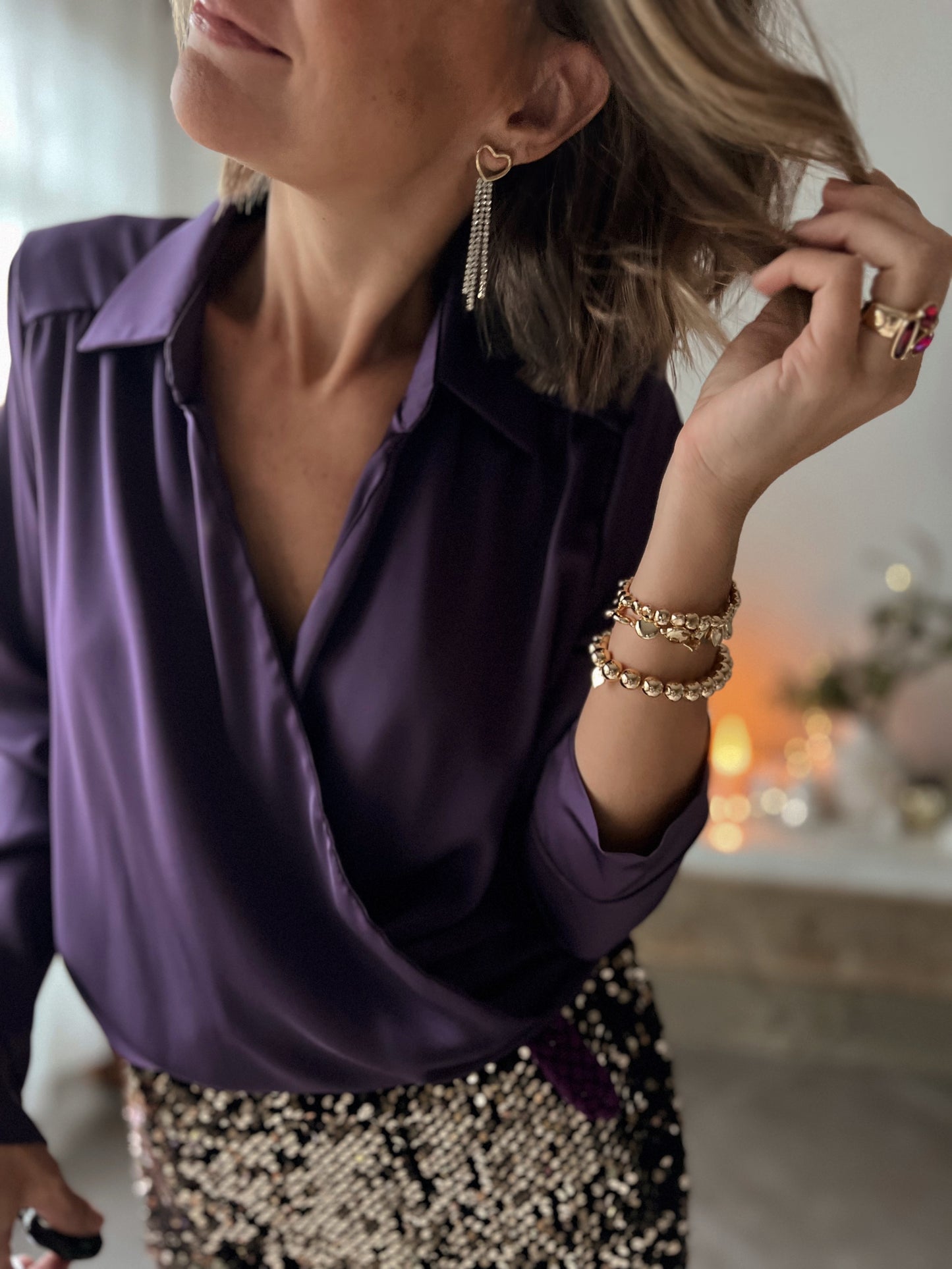 SATIN PURPLE BLOUSE