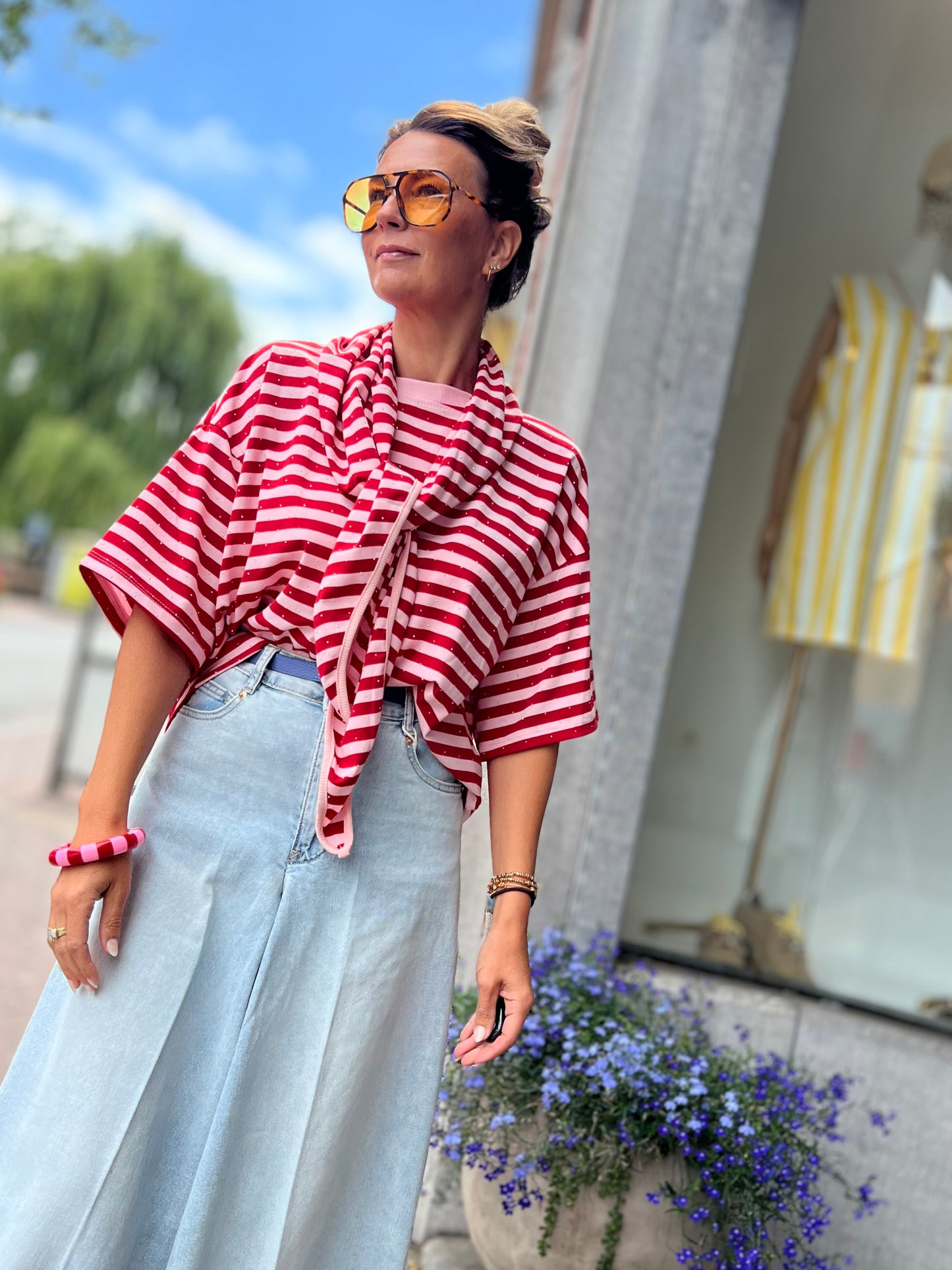 CANDY STRIPE SCARF PINK/RED
