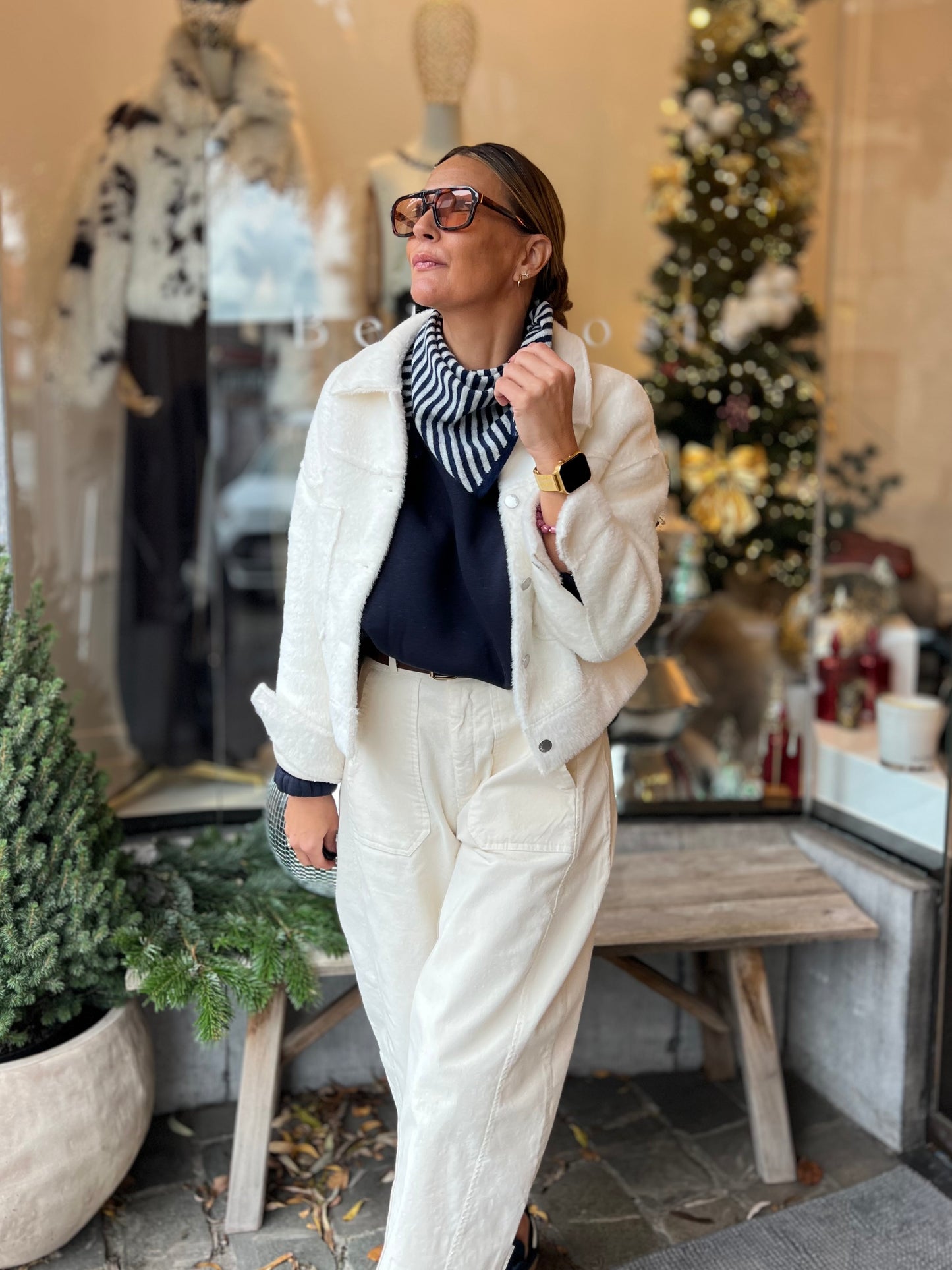 BARREL PANTS VELOURS WHITE