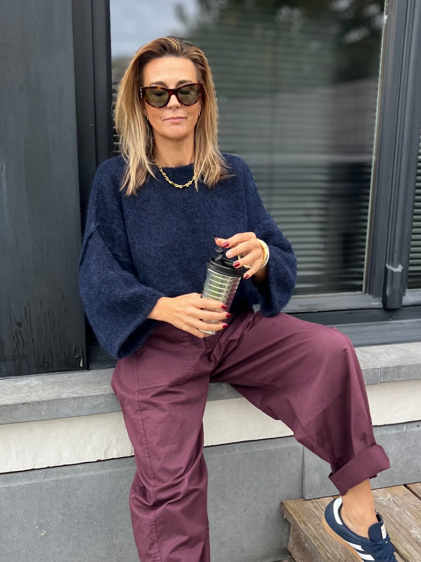 BARREL PANTS BURGUNDY