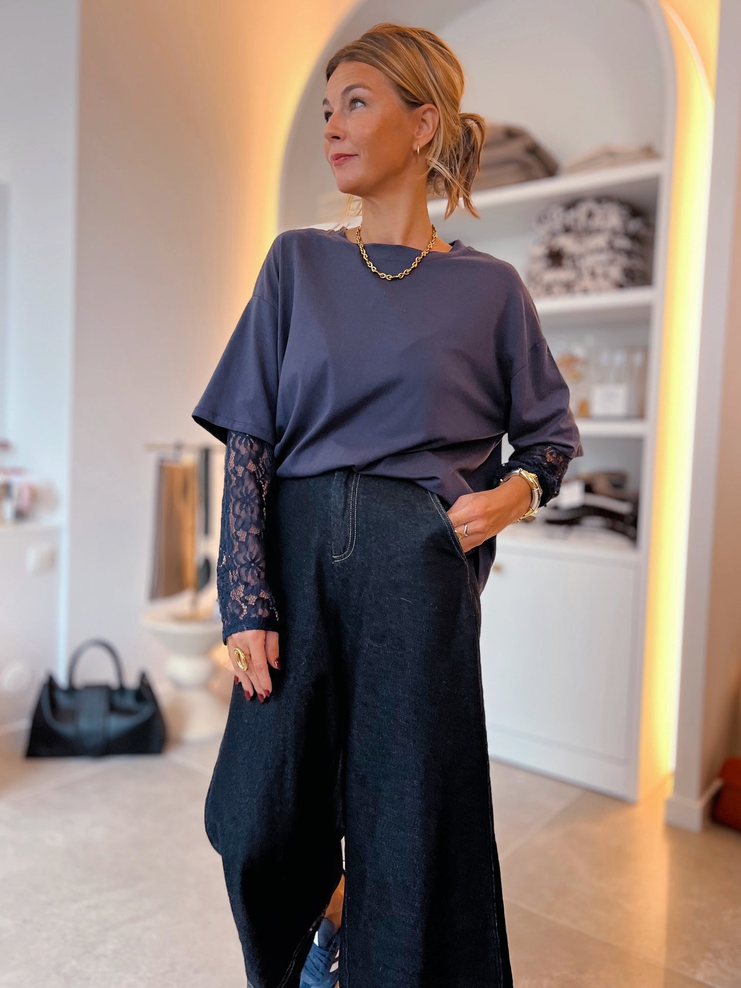 LACE LAYER TEE MARINE