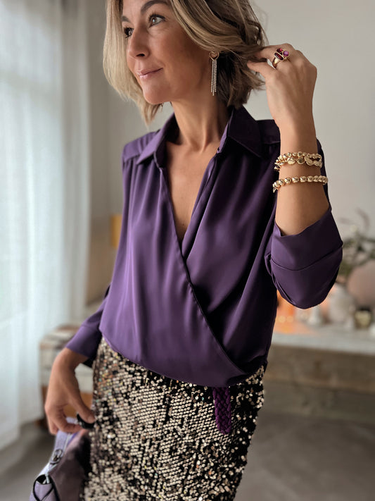 SATIN PURPLE BLOUSE