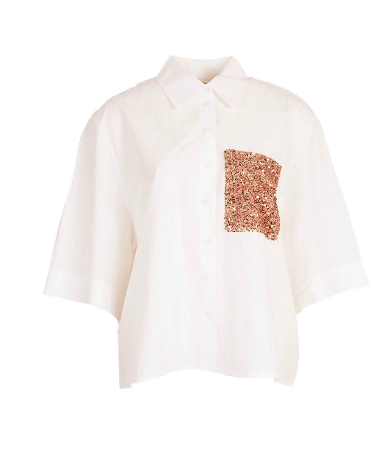 WHITE SEQUIN GOLD BLOUSE