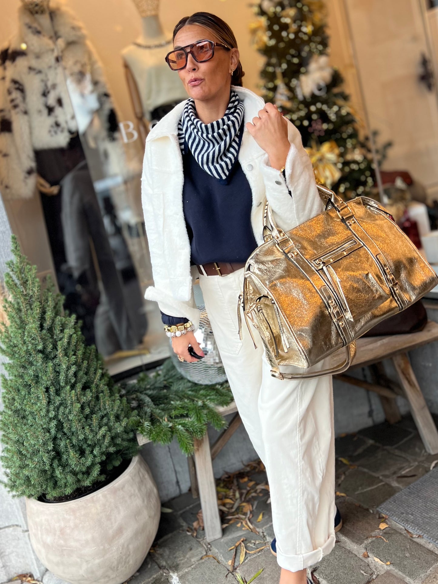 BARREL PANTS VELOURS WHITE