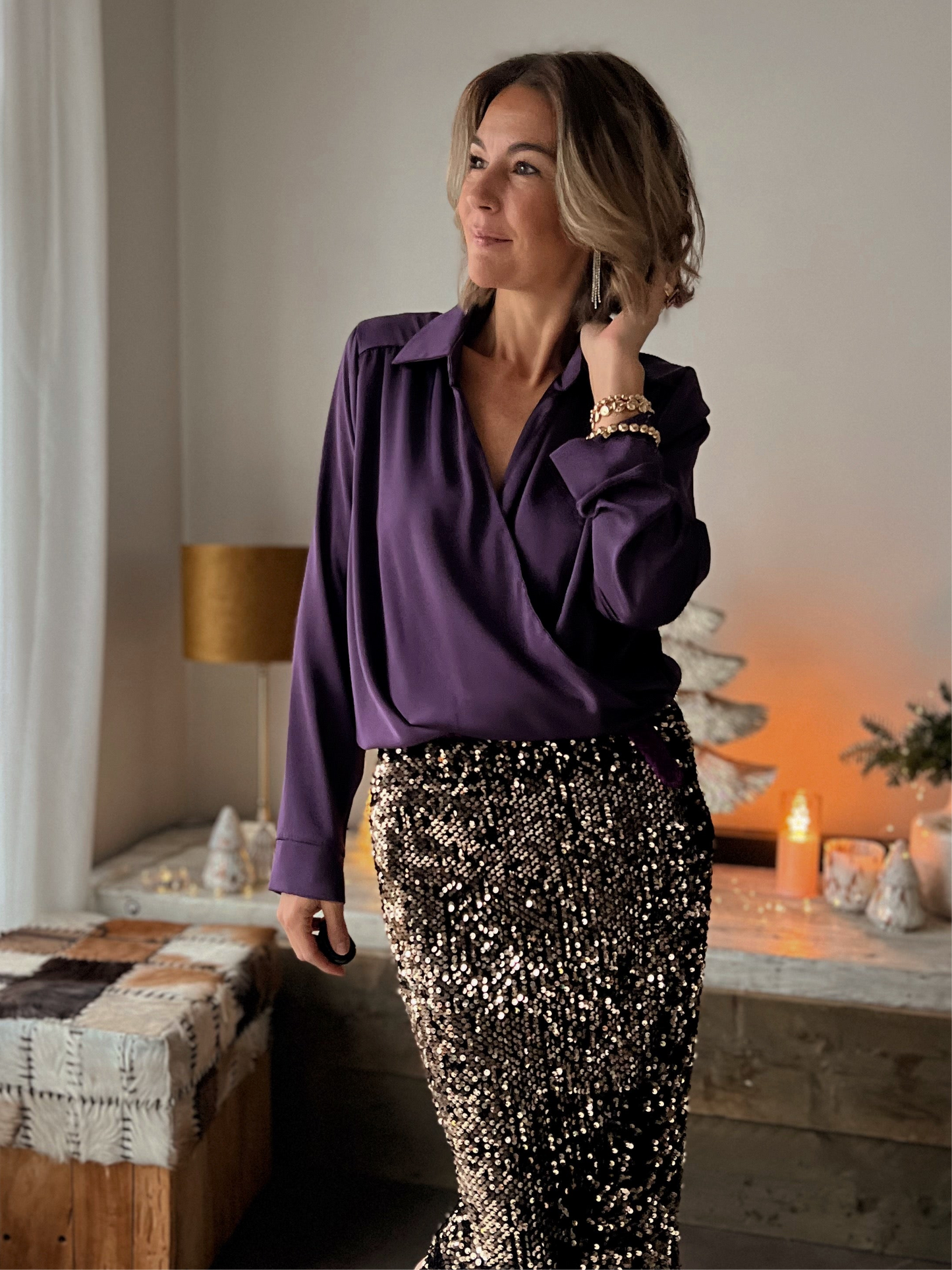 SATIN PURPLE BLOUSE