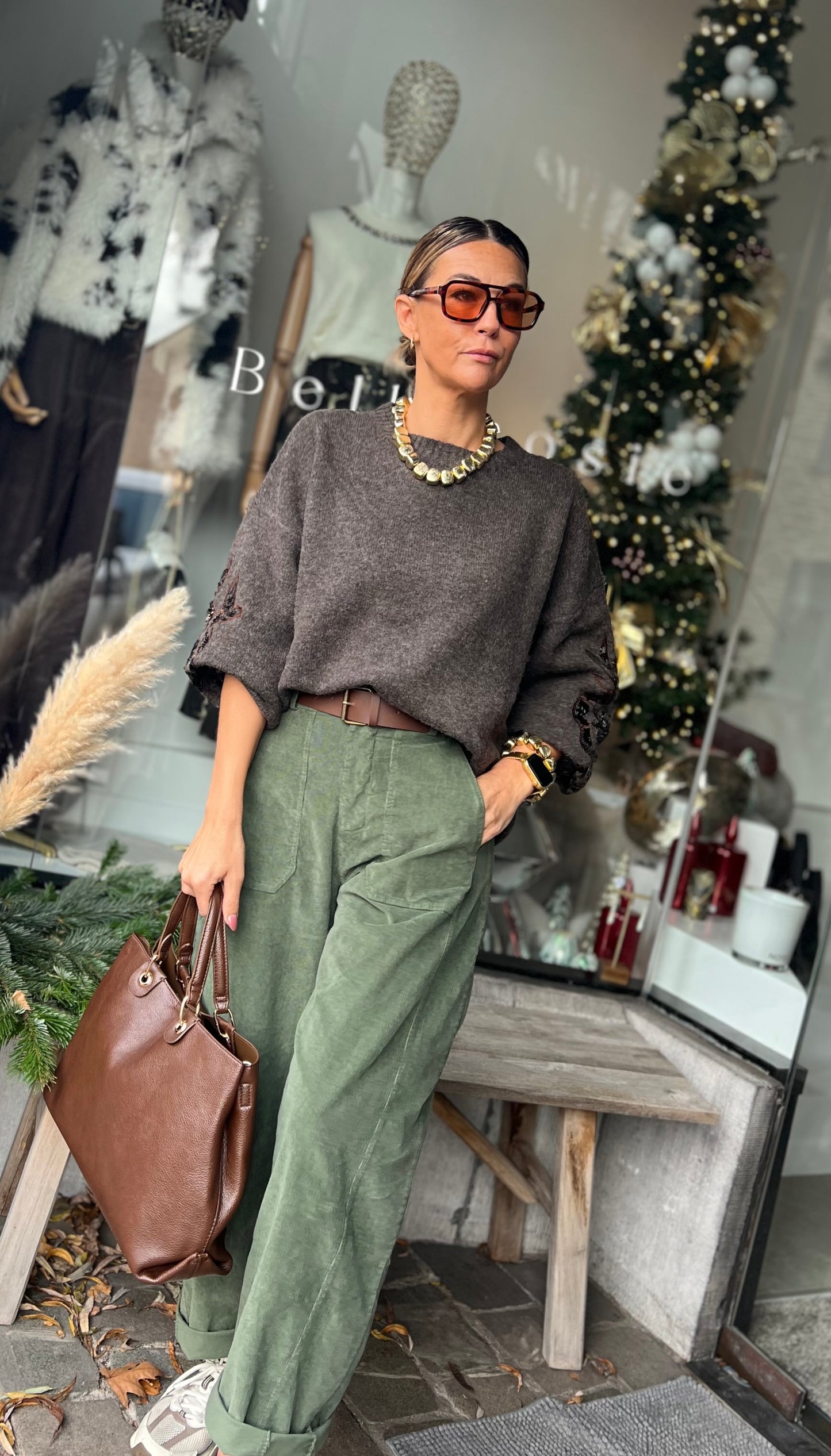 BARREL PANTS VELOURS WOODYGREEN