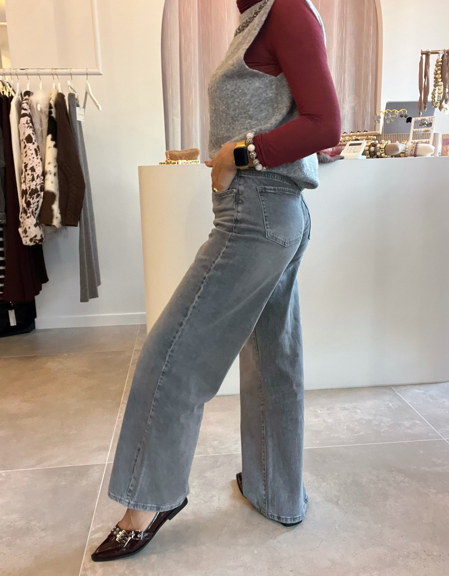 LITTZ GREY WASHED JEANS