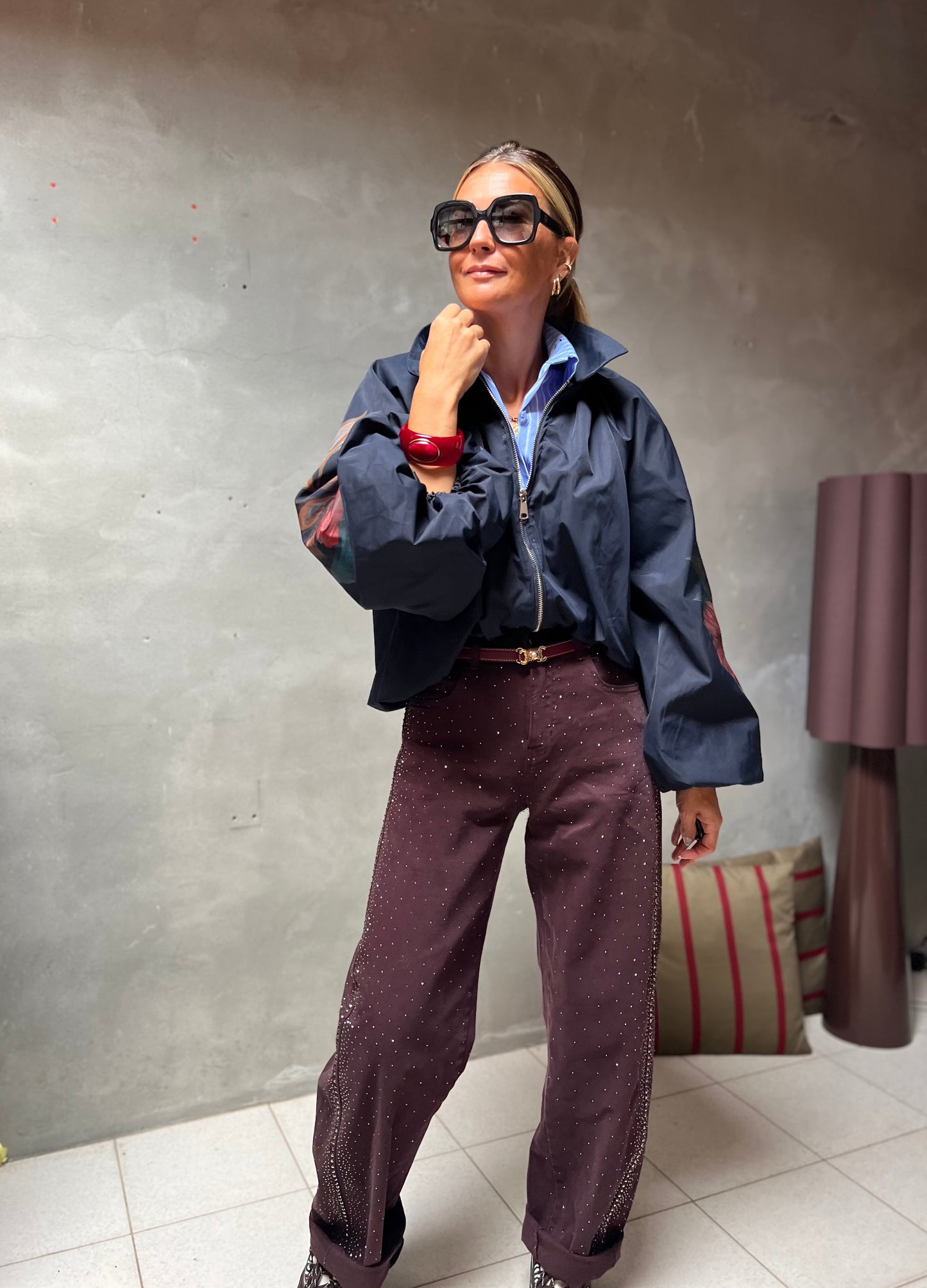 LEONIE BOMBER NAVY FLORAL